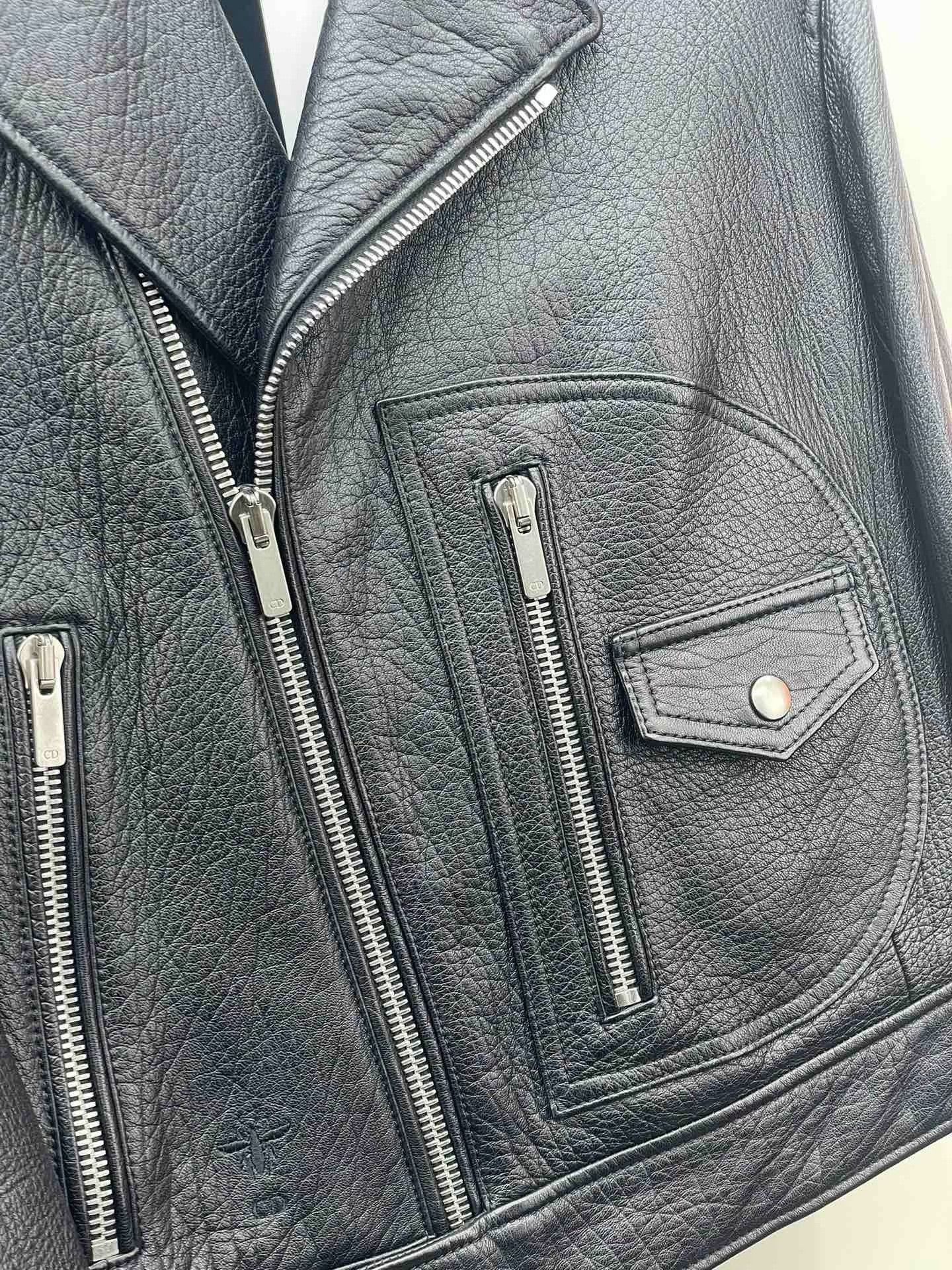 Dior Dior Embroidered Beaded Biker Leather Jacket Size XXS / US 00 / IT 34 - 5 Thumbnail