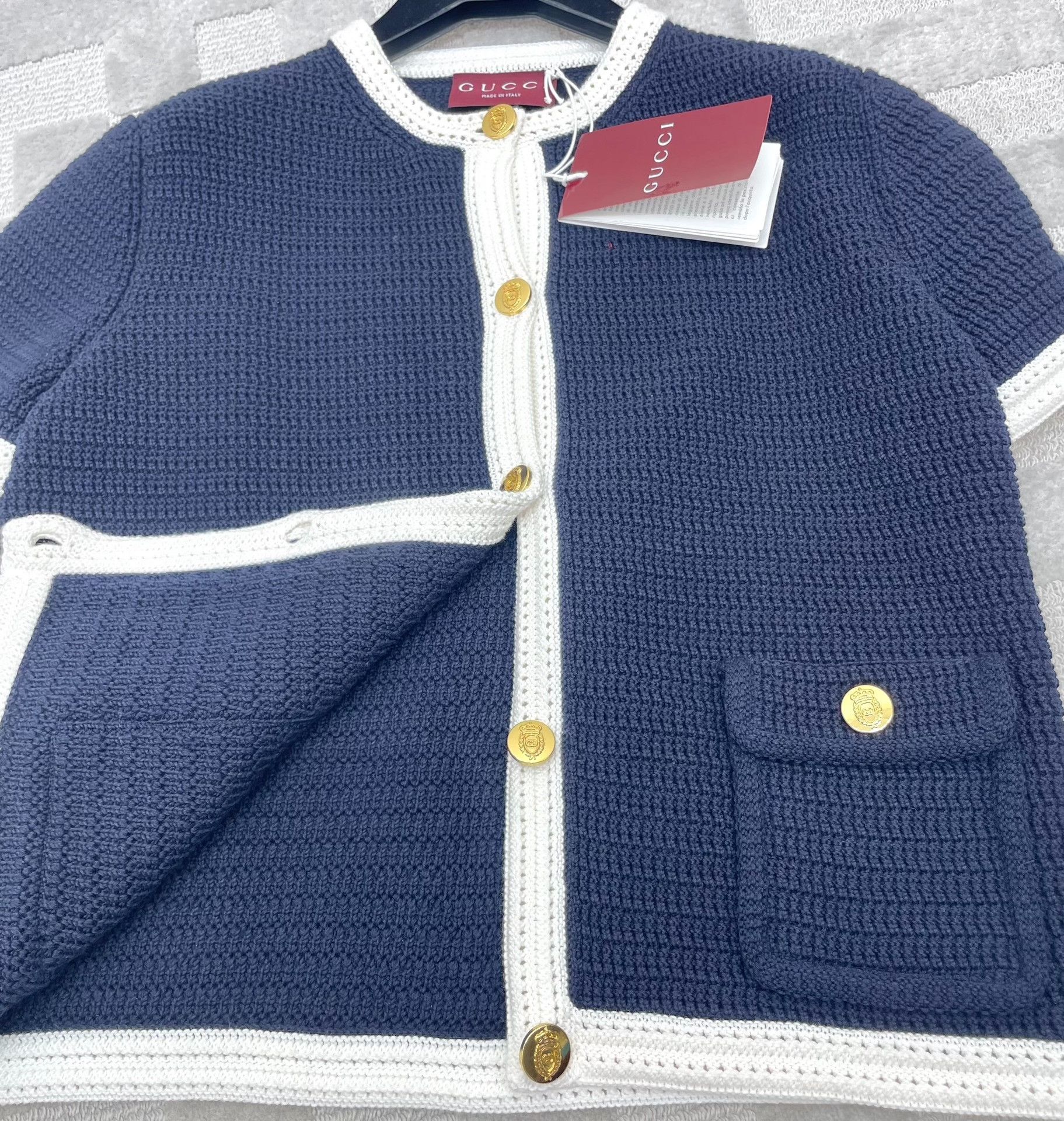 Gucci Gucci Navy Knit Short-Sleeve Cardigan Size S / US 4 / IT 40 - 5 Thumbnail