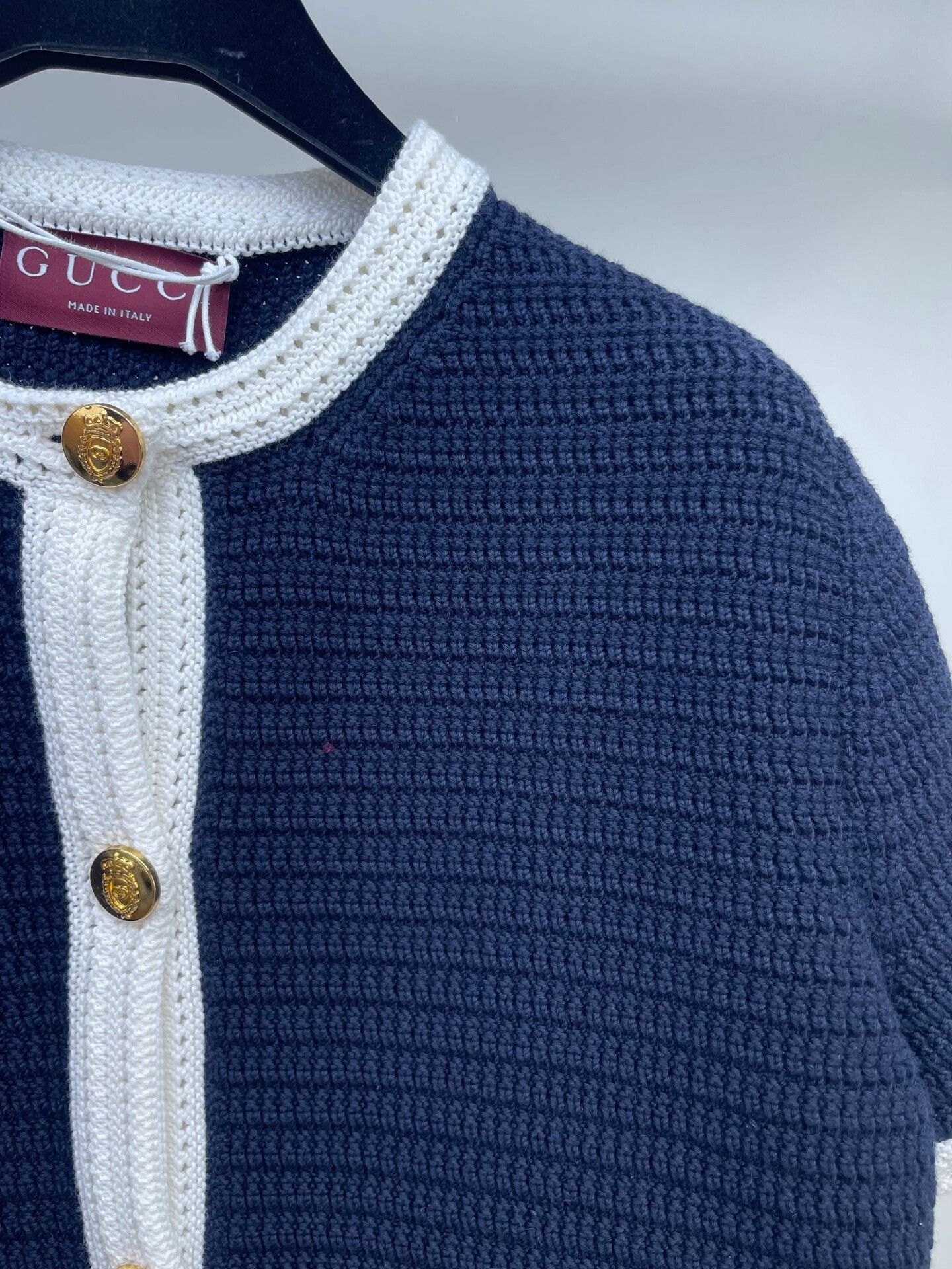 Gucci Gucci Navy Knit Short-Sleeve Cardigan Size S / US 4 / IT 40 - 4 Thumbnail