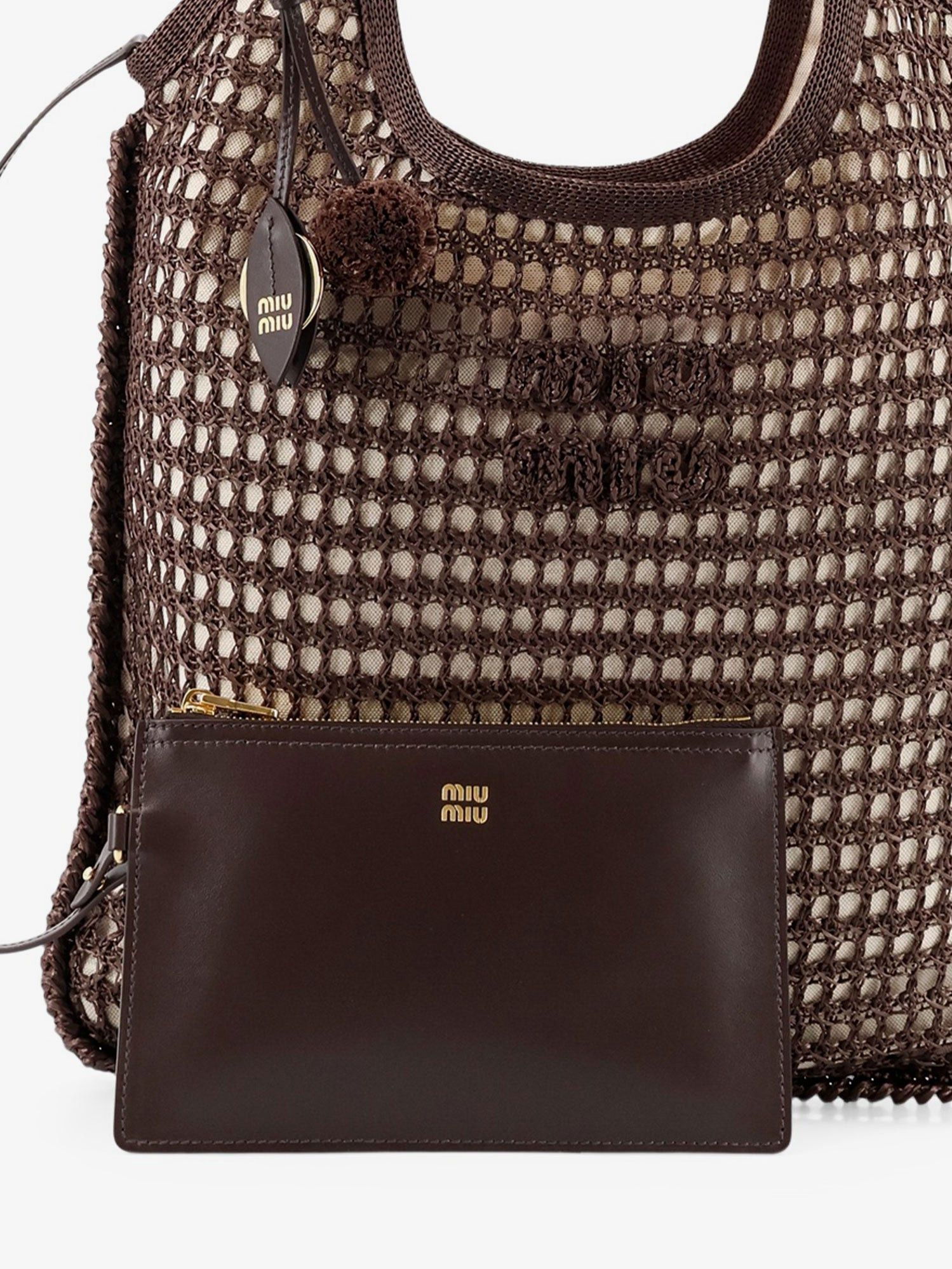 Miu Miu Crochet Mesh Shopping Bag With Tone-On-Tone Logo On The Front Size ONE SIZE - 4 Thumbnail