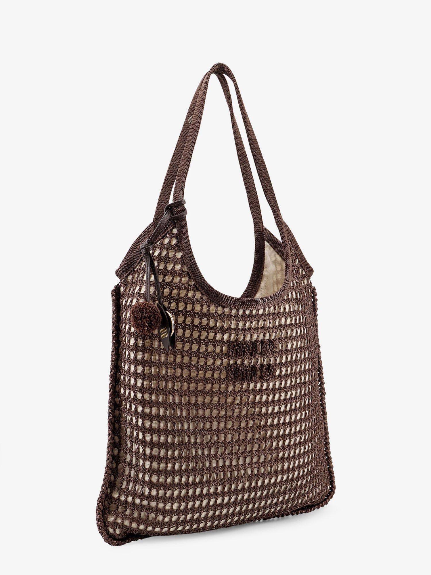 Miu Miu Crochet Mesh Shopping Bag With Tone-On-Tone Logo On The Front Size ONE SIZE - 3 Thumbnail