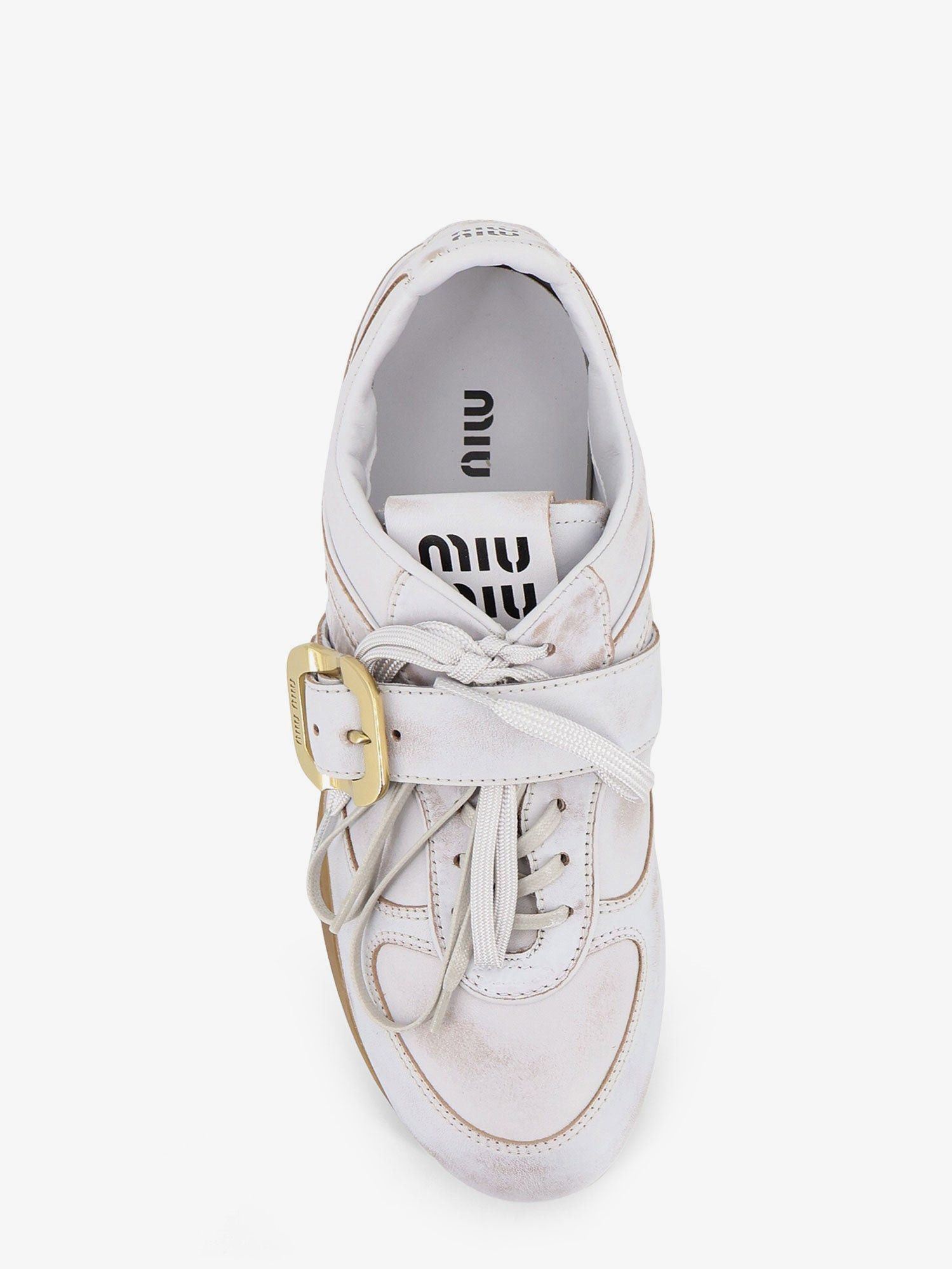 Miu Miu Used-Effect Leather Sneakers With Metal Buckle Detail Size US 10 / IT 40 - 5 Thumbnail