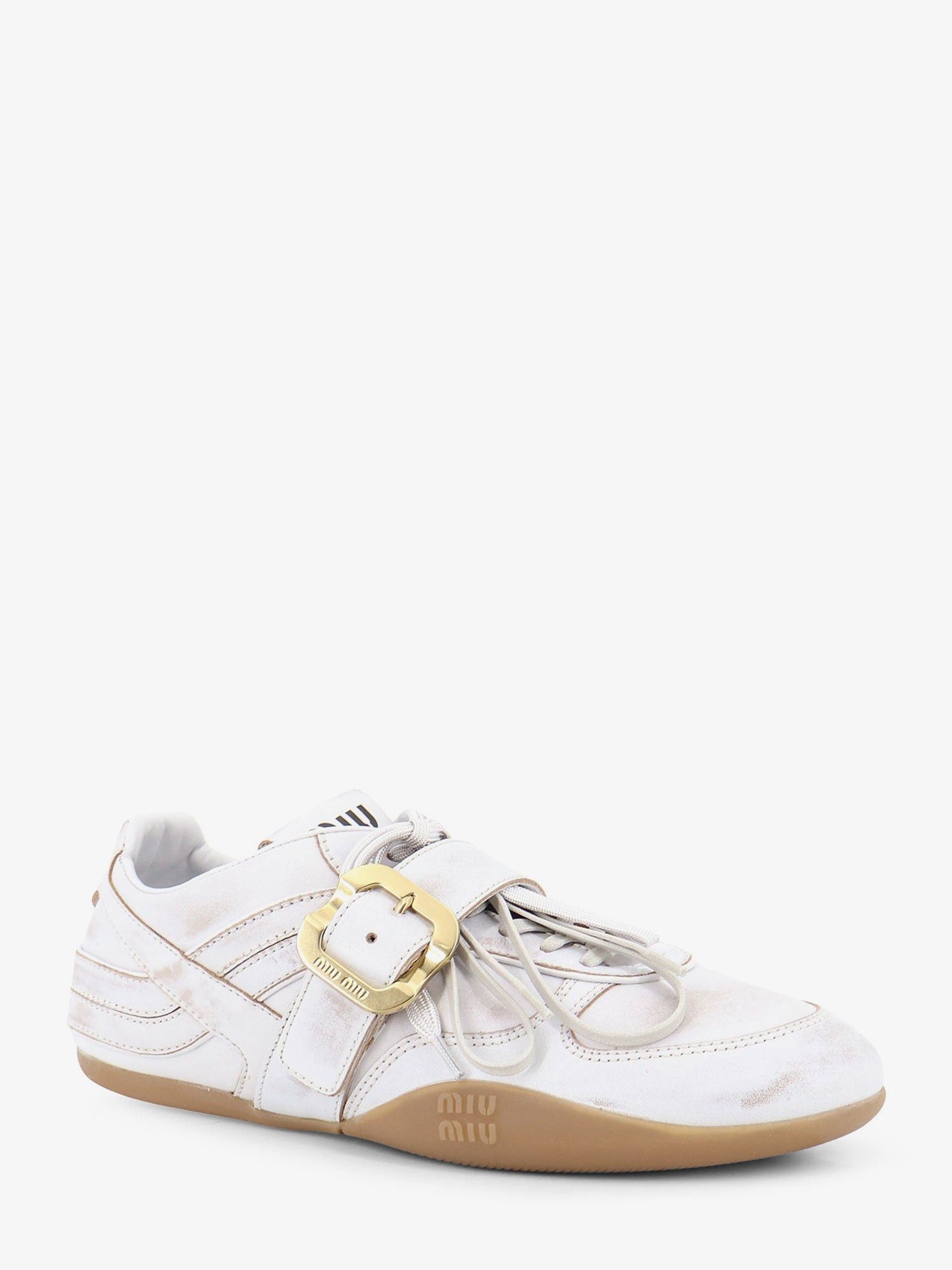 Miu Miu Used-Effect Leather Sneakers With Metal Buckle Detail Size US 10 / IT 40 - 2 Thumbnail