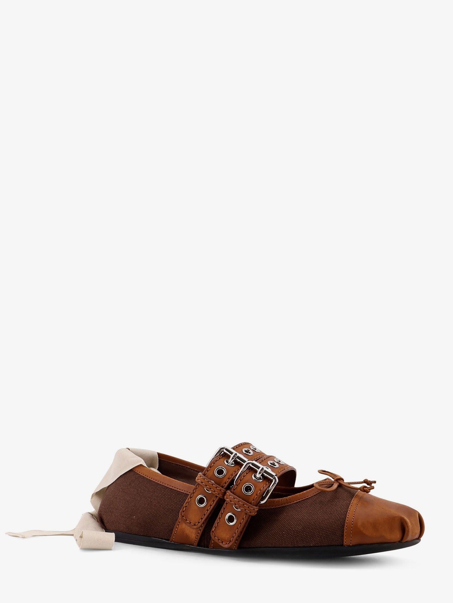 Miu Miu Canvas And Leather Blend Ballerinas Size US 8 / IT 38 - 2 Thumbnail