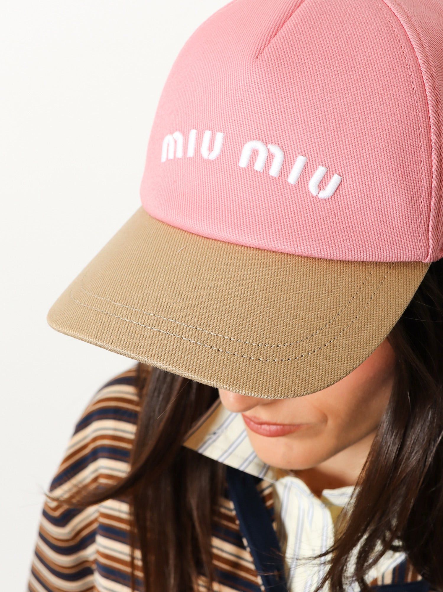 Miu Miu Cotton Hat With Embroidered Lettering Logo Size ONE SIZE - 4 Thumbnail