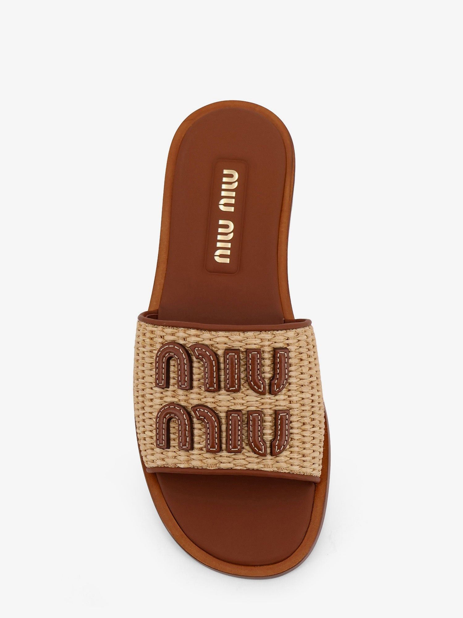Miu Miu Raffia And Leather Sandals With Logo Lettering Size US 6 / IT 36 - 4 Thumbnail