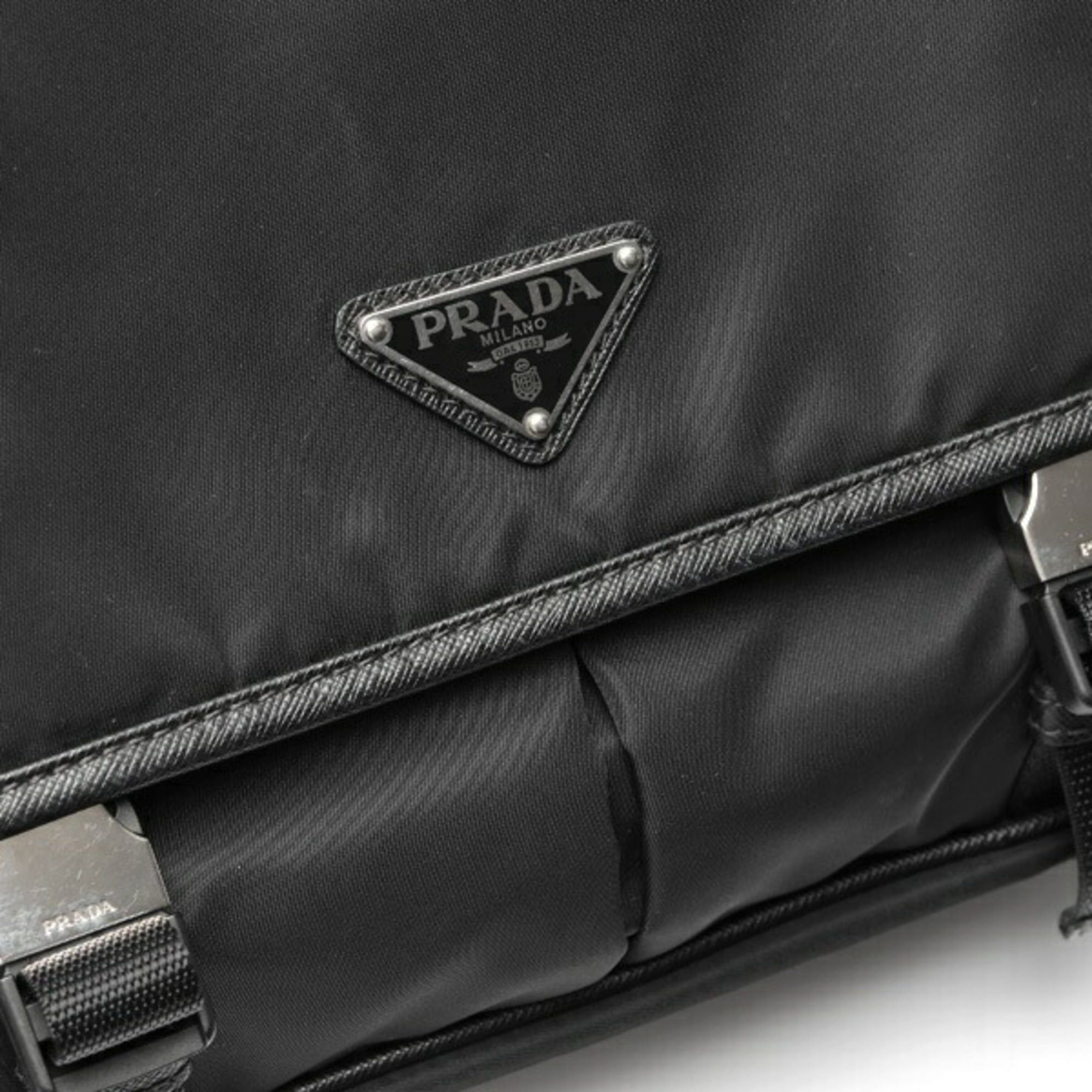 Prada Prada Nylon x Saffiano Leather Shoulder Bag 2VD768 Black Size ONE SIZE - 6 Thumbnail