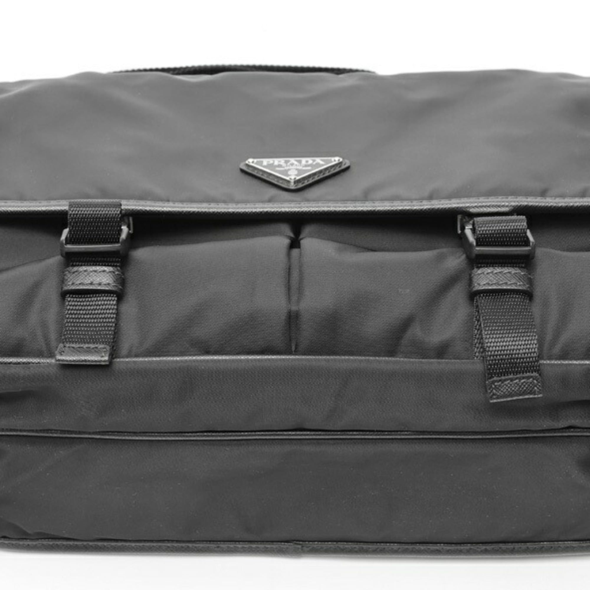 Prada Prada Nylon x Saffiano Leather Shoulder Bag 2VD768 Black Size ONE SIZE - 4 Thumbnail