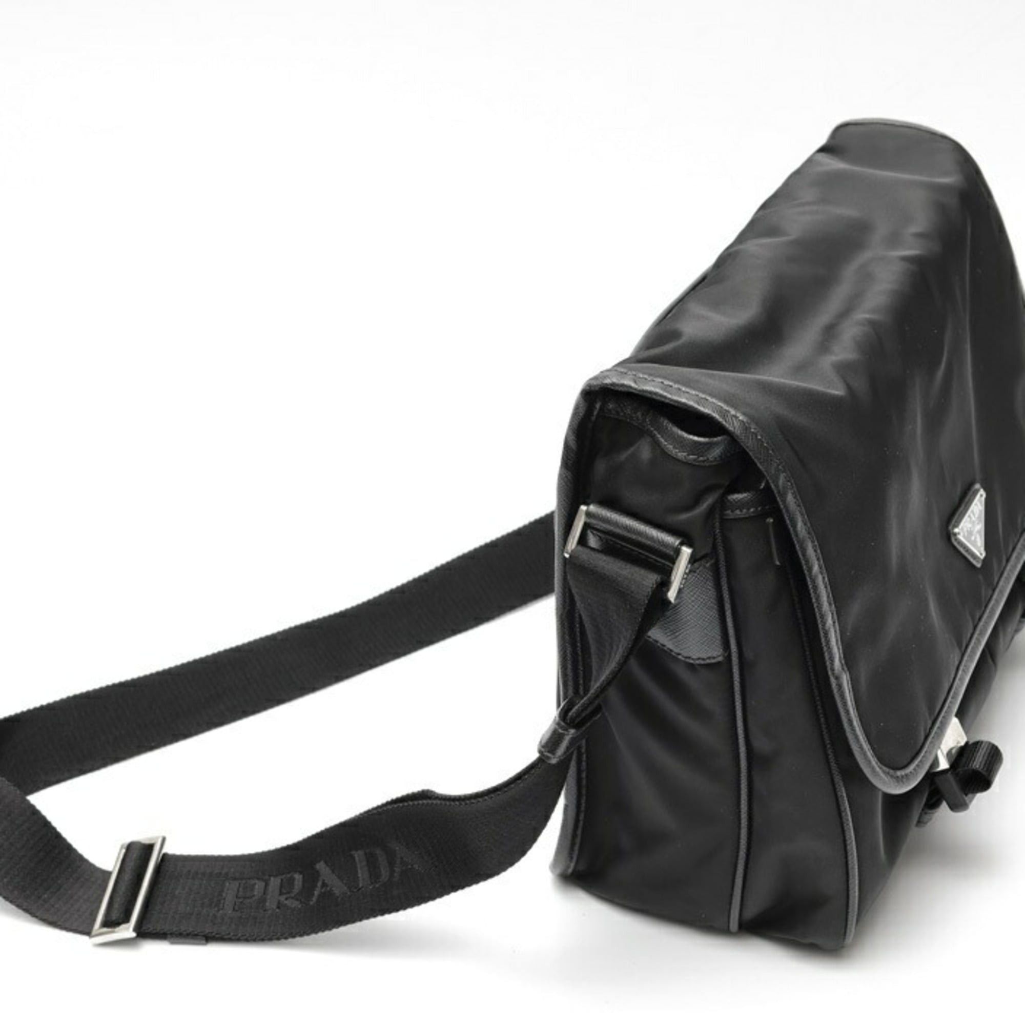 Prada Prada Nylon x Saffiano Leather Shoulder Bag 2VD768 Black Size ONE SIZE - 2 Thumbnail