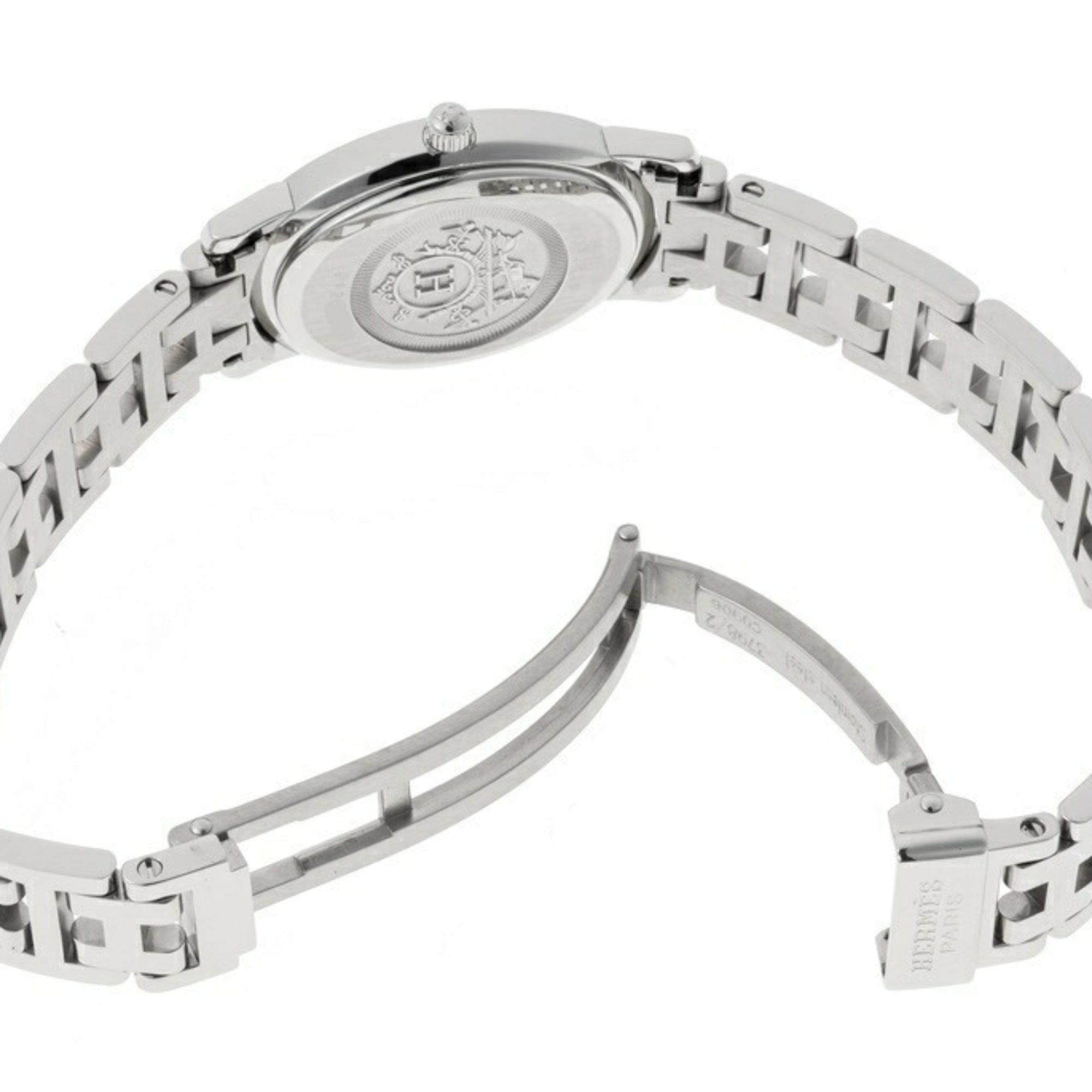 Hermes Hermes Clipper Oval Nacre CO1.230 12P Diamond Bezel Pink Shell Quartz Size ONE SIZE - 7 Thumbnail