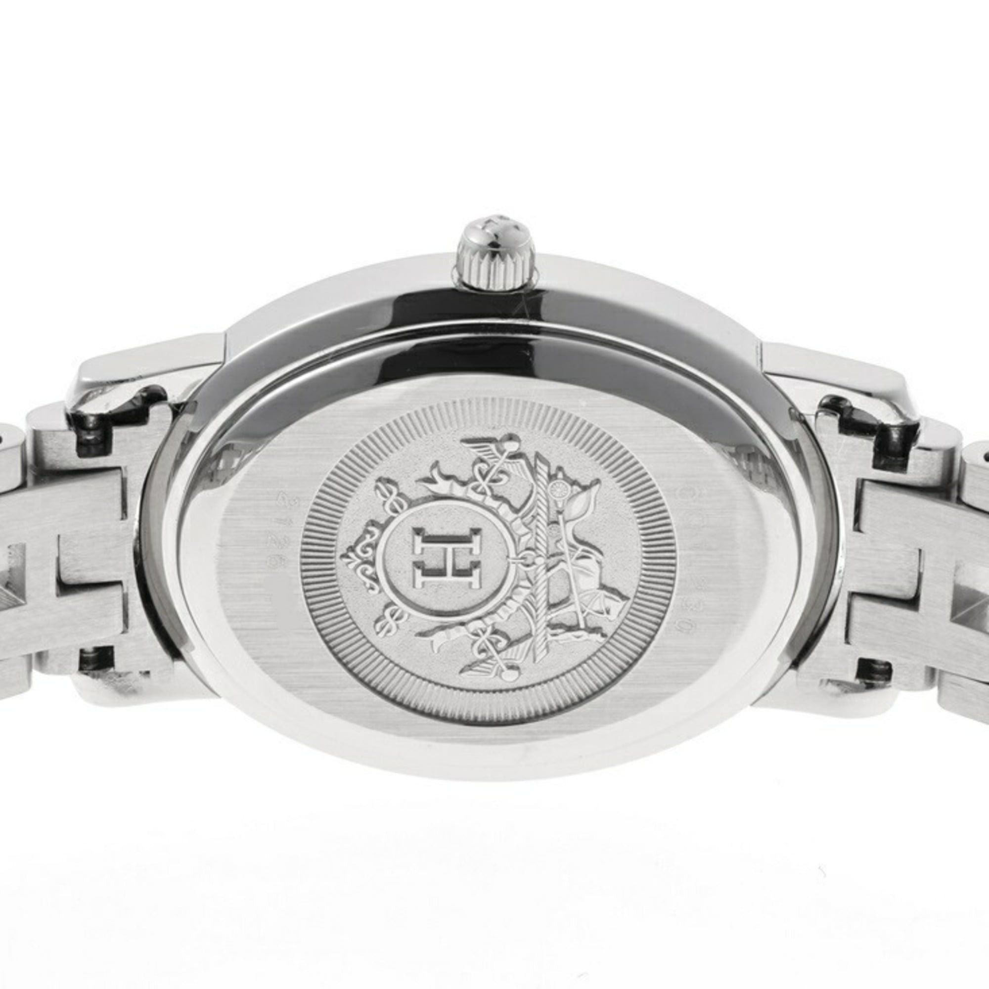 Hermes Hermes Clipper Oval Nacre CO1.230 12P Diamond Bezel Pink Shell Quartz Size ONE SIZE - 4 Thumbnail