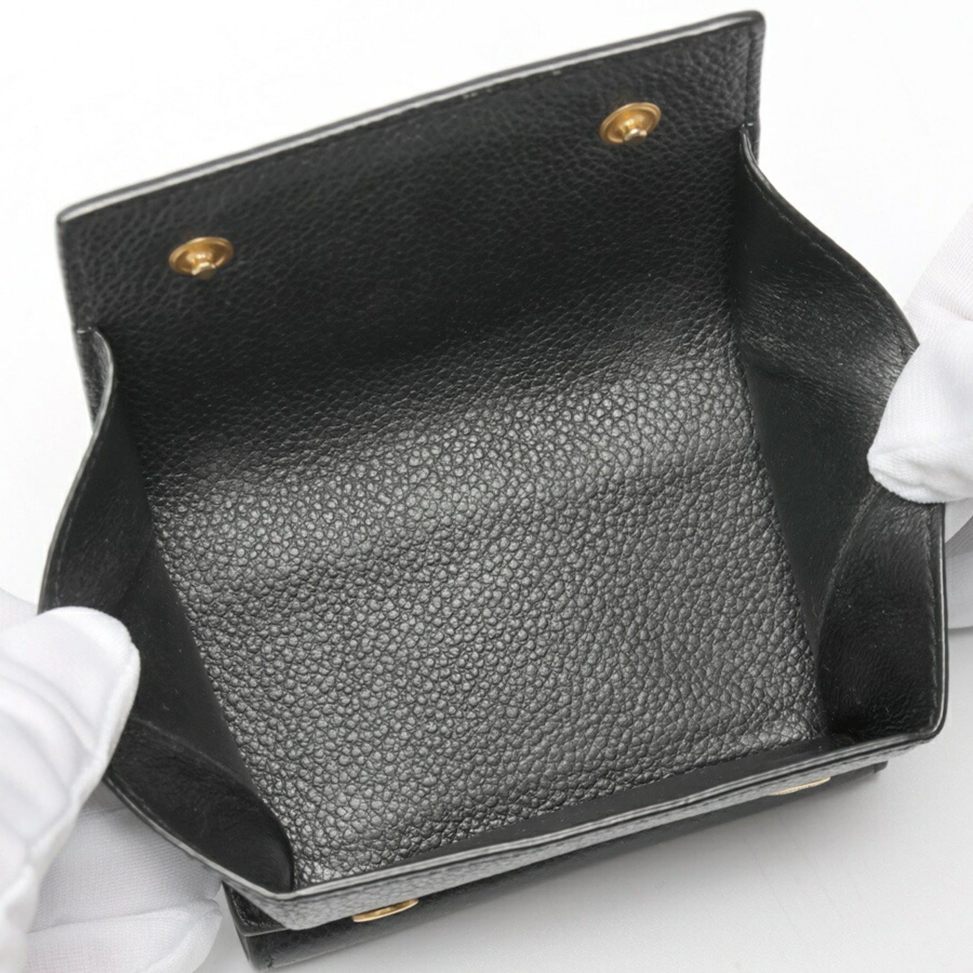 Saint Laurent Paris Saint Laurent Cassandra Origami Tiny Wallet 620287, Leather, Black Size ONE SIZE - 6 Thumbnail