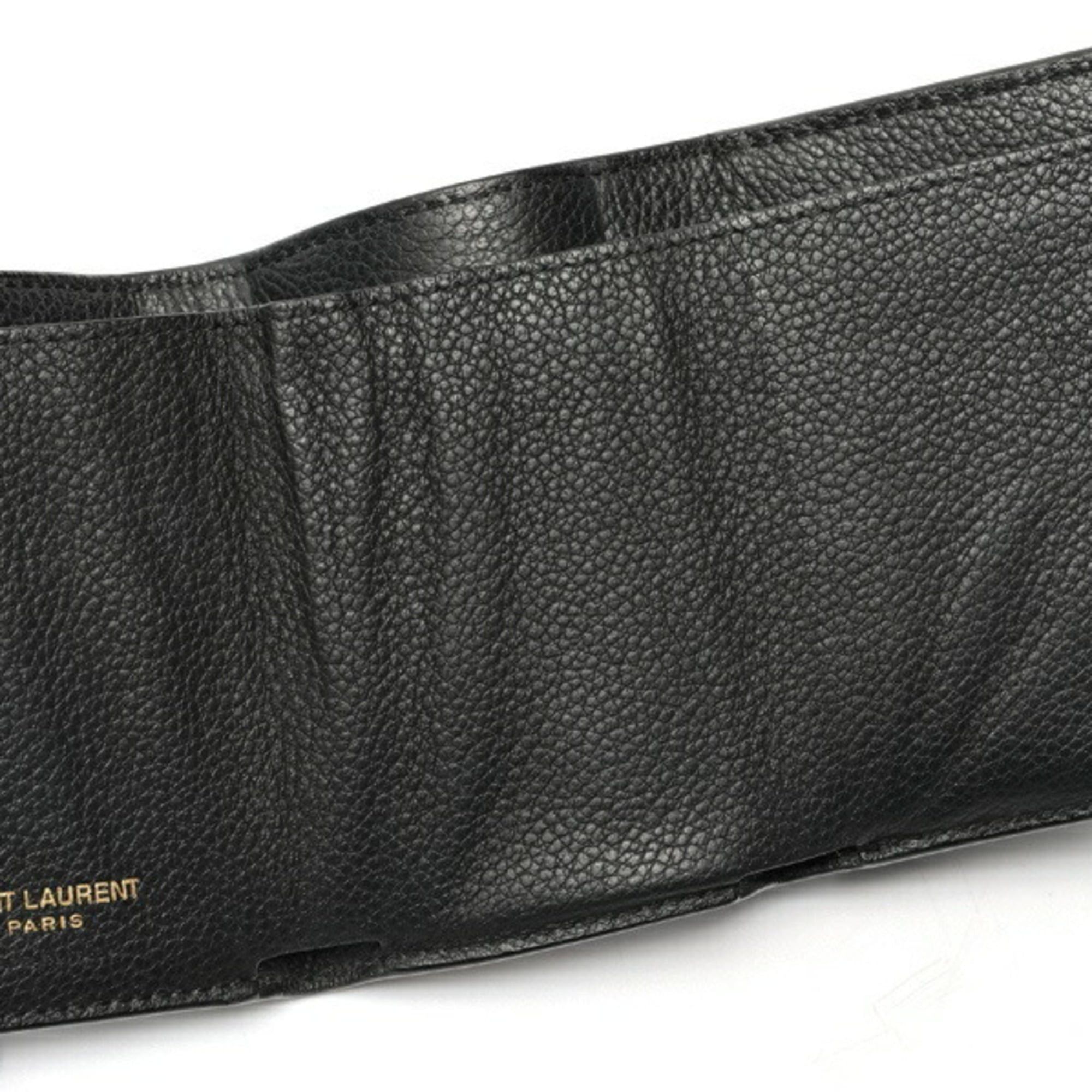 Saint Laurent Paris Saint Laurent Cassandra Origami Tiny Wallet 620287, Leather, Black Size ONE SIZE - 5 Thumbnail
