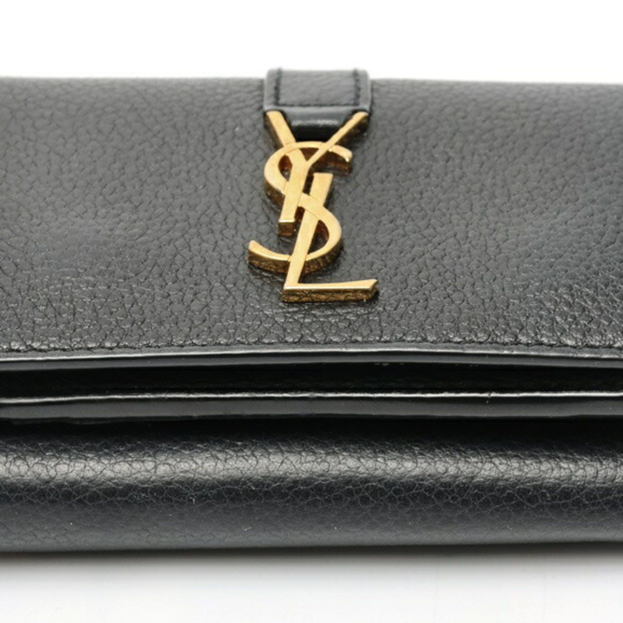Saint Laurent Paris Saint Laurent Cassandra Origami Tiny Wallet 620287, Leather, Black Size ONE SIZE - 3 Thumbnail