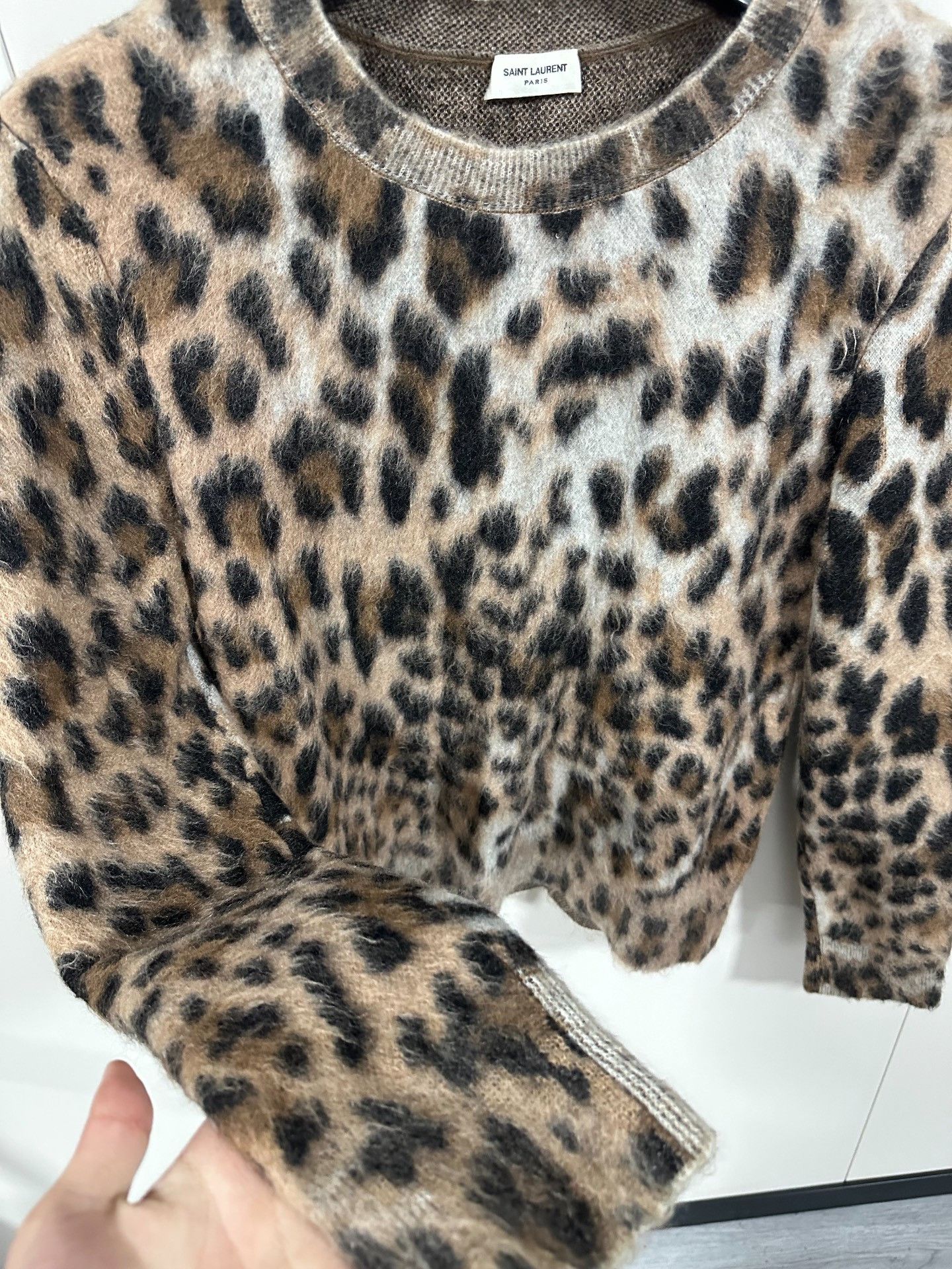 Saint Laurent Paris Saint Laurent Leopard Mohair Sweater Size L / US 10 / IT 46 - 4 Thumbnail