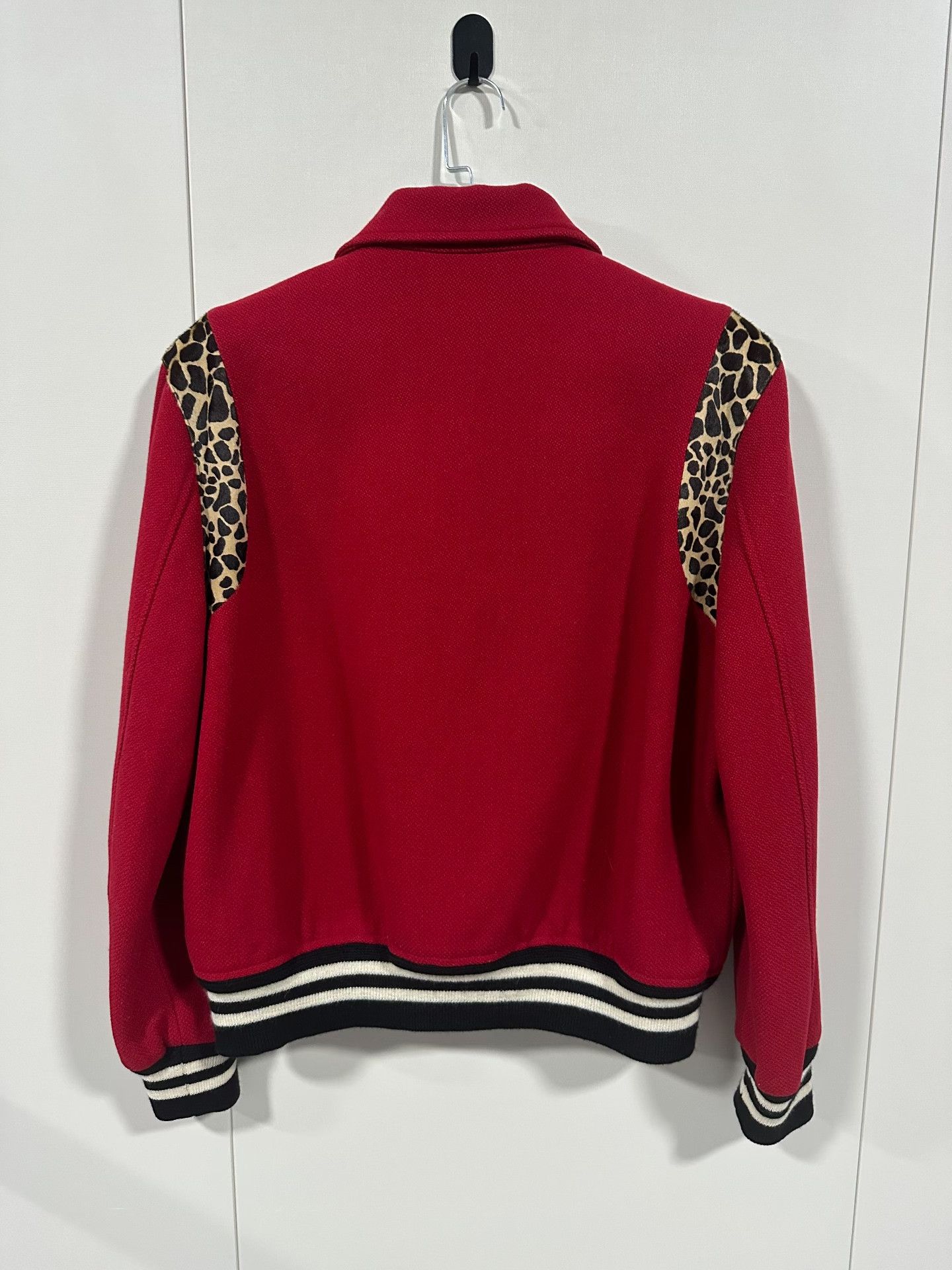 Saint Laurent Paris Saint Laurent Red Leopard Wool Varsity Jacket Size US M / EU 48-50 / 2 - 2 Thumbnail