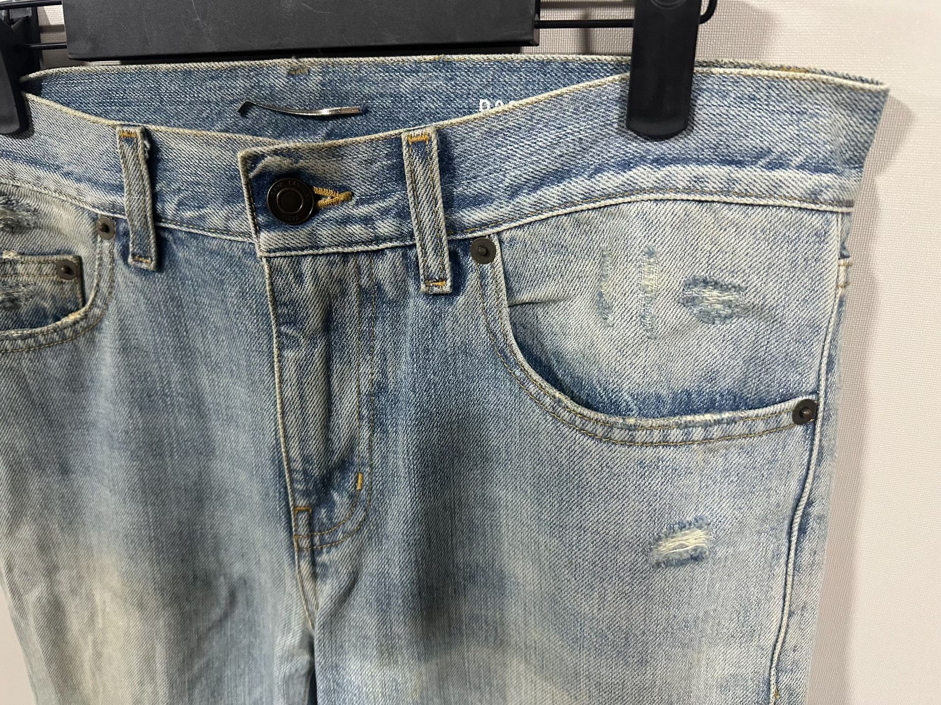 Hedi Slimane Saint Laurent Light Blue Distressed Jeans Size US 29 - 5 Thumbnail