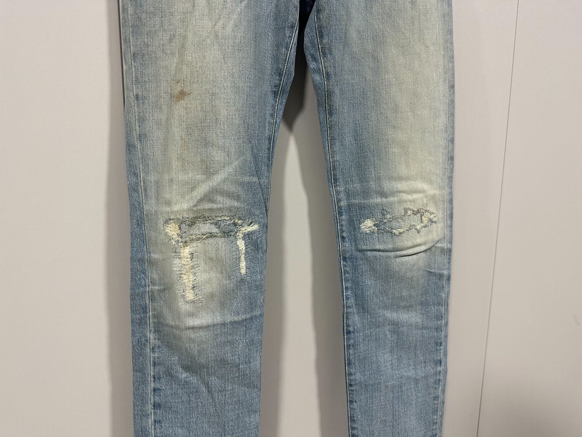 Hedi Slimane Saint Laurent Light Blue Distressed Jeans Size US 29 - 2 Thumbnail