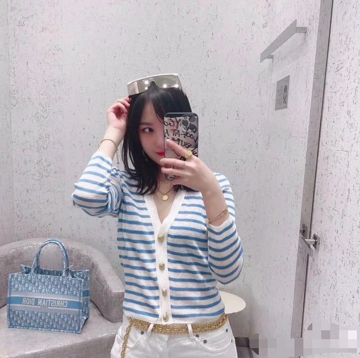 Dior Dior Blue White Striped Knit Cardigan Size XS / US 0-2 / IT 36-38 - 9 Thumbnail