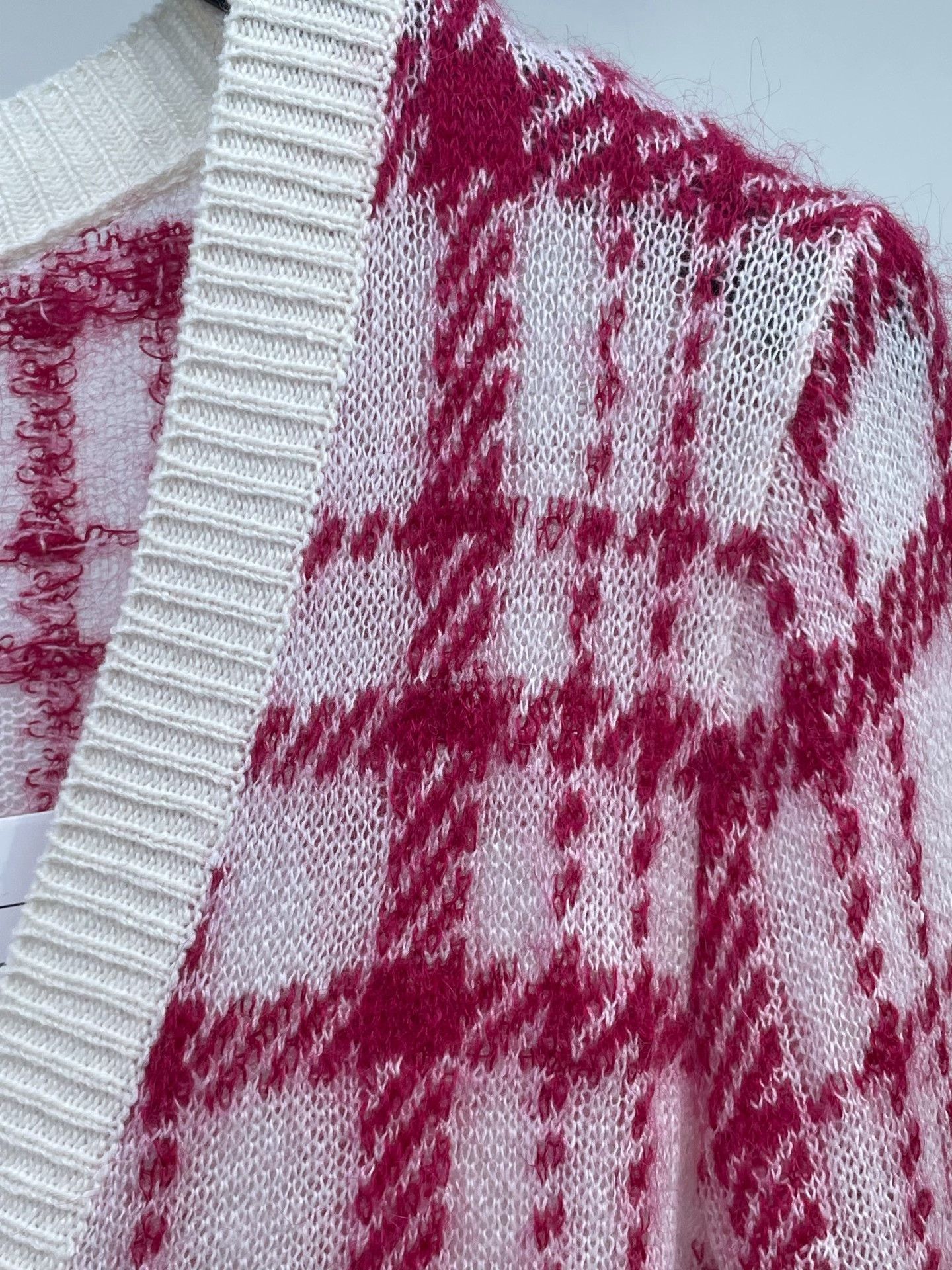 Dior Dior Red White Plaid Knit Cardigan Size XXS / US 00 / IT 34 - 3 Thumbnail