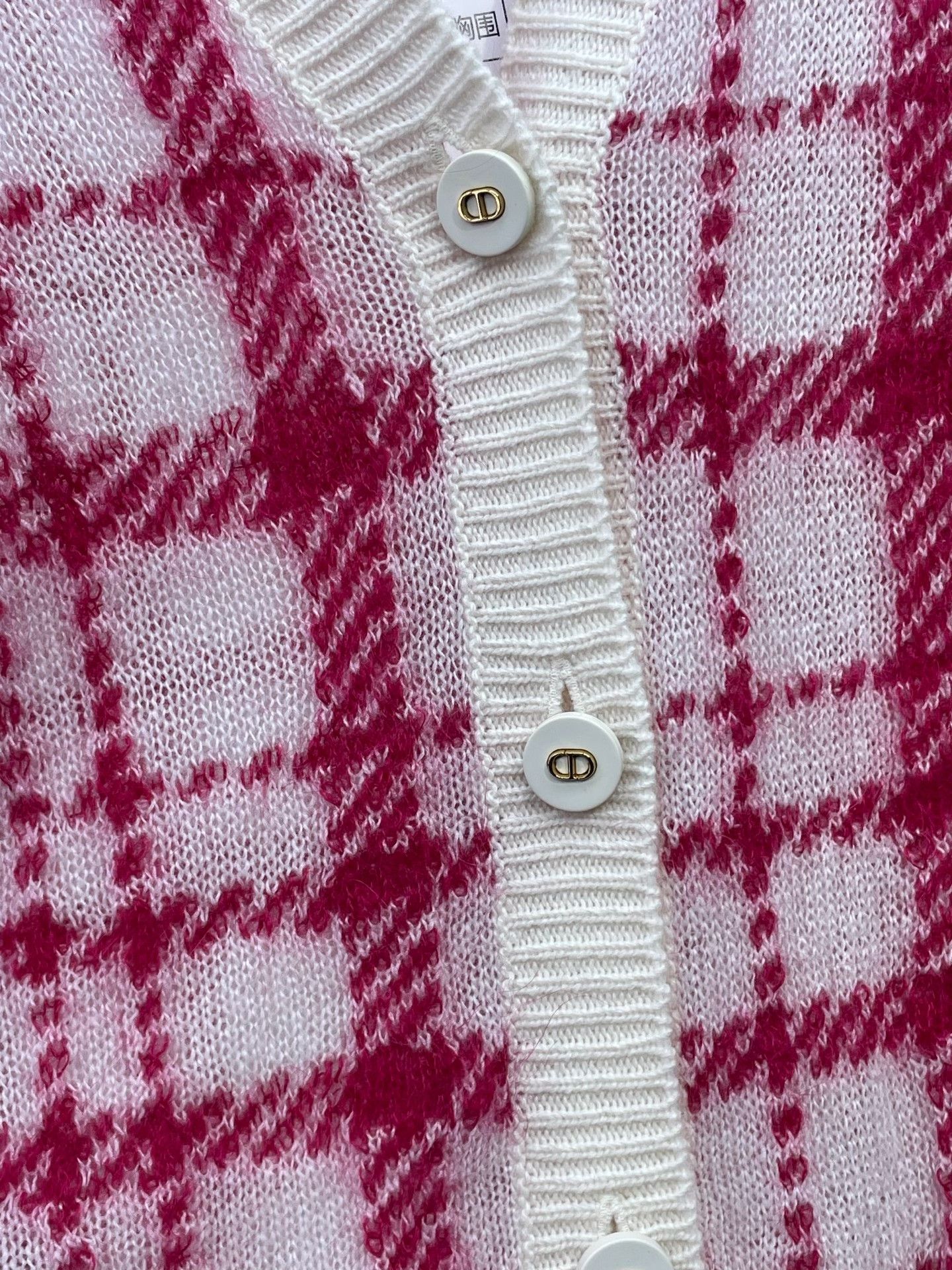 Dior Dior Red White Plaid Knit Cardigan Size XXS / US 00 / IT 34 - 2 Thumbnail