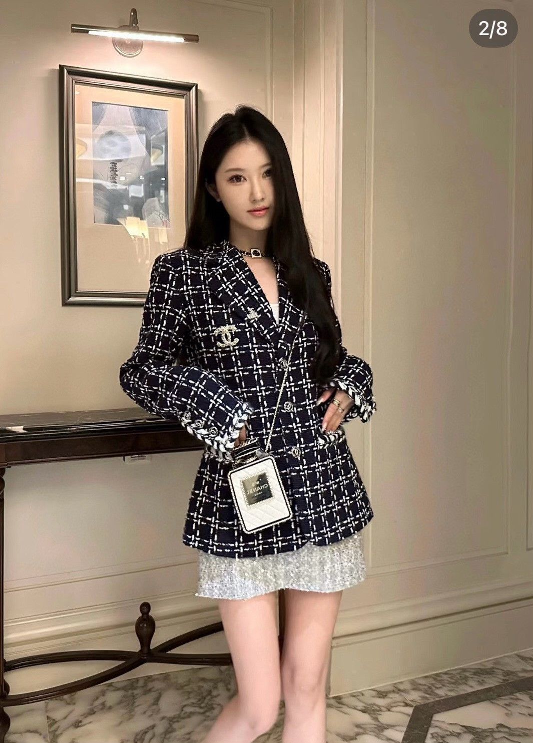 Chanel Chanel 23B Blue White Tweed Jacket Size S / US 4 / IT 40 - 6 Thumbnail
