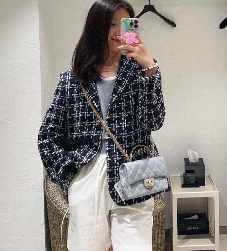 Chanel Chanel 23B Blue White Tweed Jacket Size S / US 4 / IT 40 - 8 Thumbnail