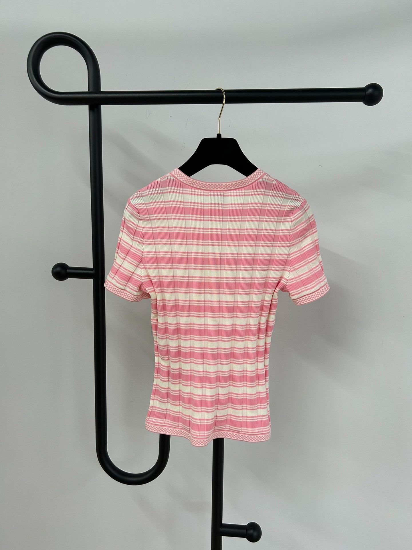 Chanel Chanel Pink White Stripe Ribbed Knit Top Size S / US 4 / IT 40 - 3 Thumbnail