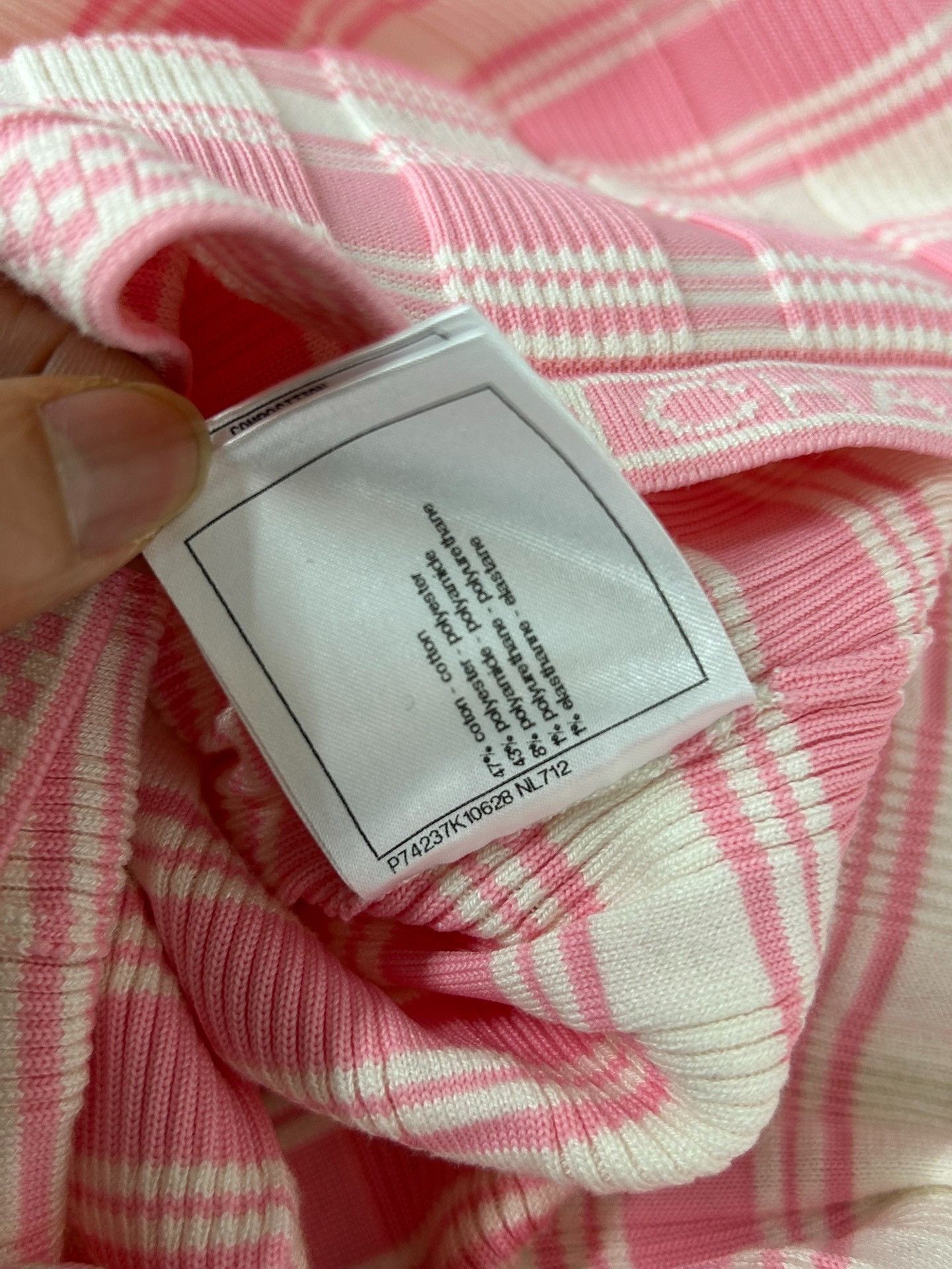 Chanel Chanel Pink White Stripe Ribbed Knit Top Size S / US 4 / IT 40 - 7 Thumbnail