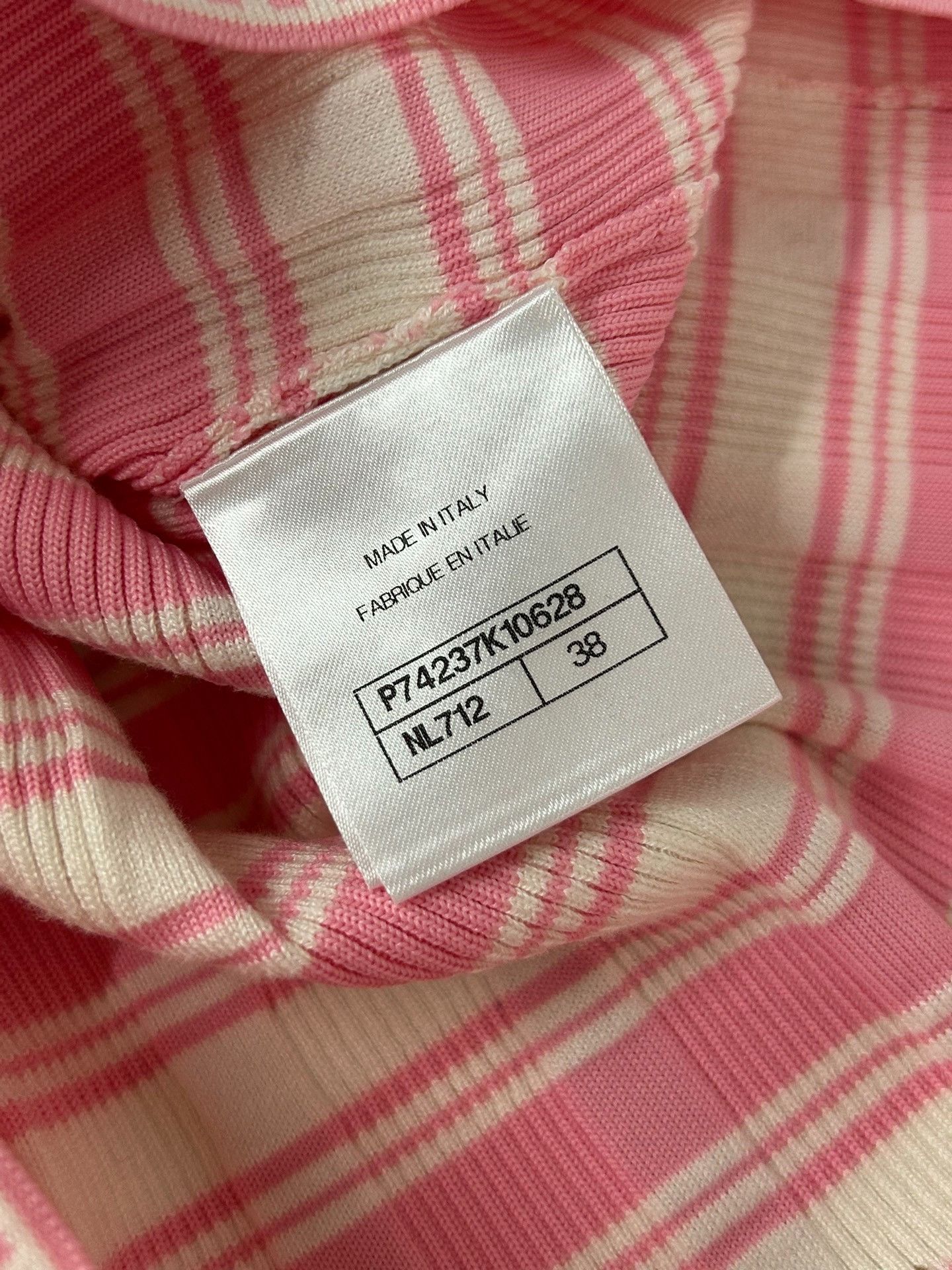 Chanel Chanel Pink White Stripe Ribbed Knit Top Size S / US 4 / IT 40 - 5 Thumbnail