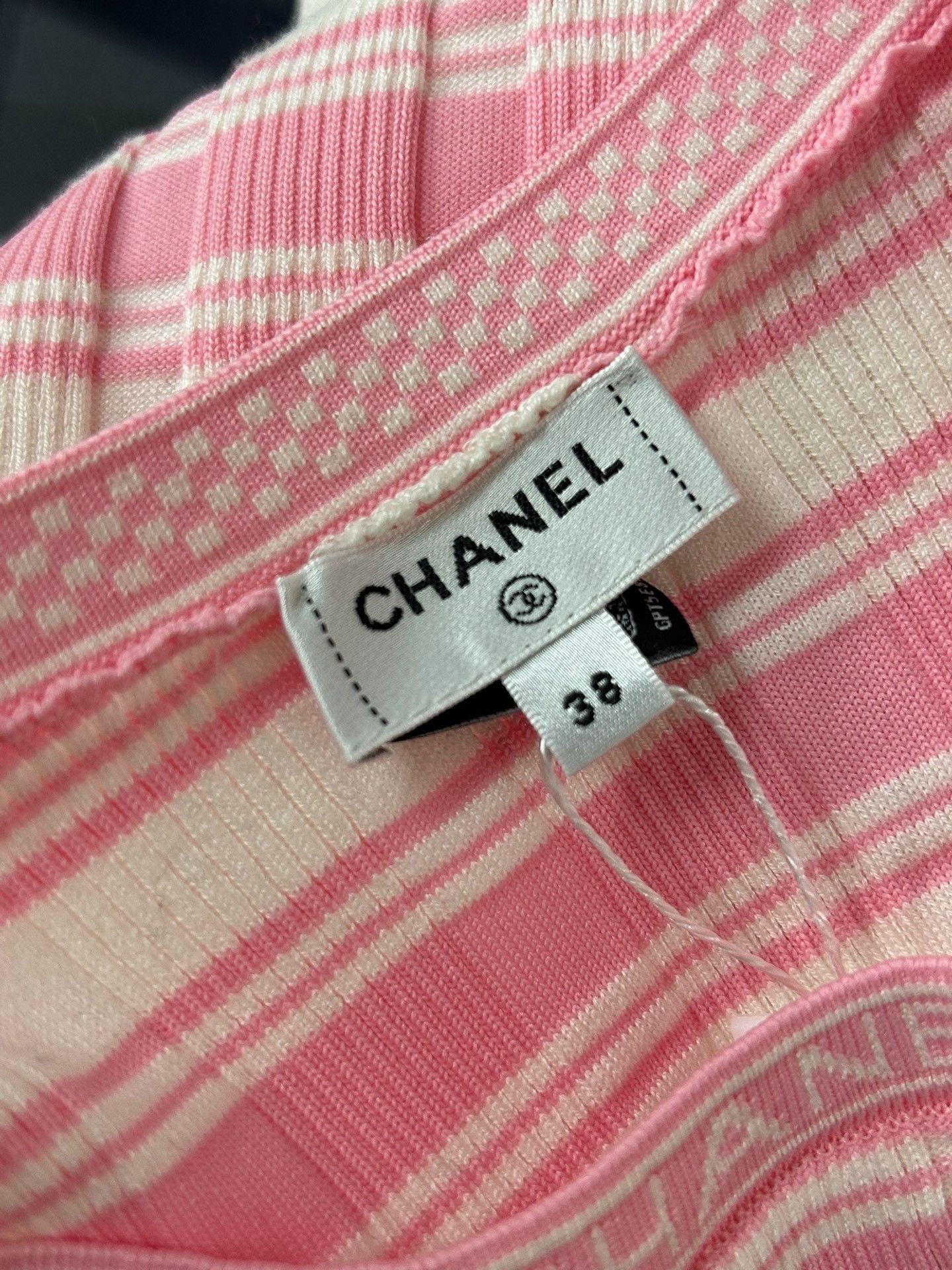 Chanel Chanel Pink White Stripe Ribbed Knit Top Size S / US 4 / IT 40 - 4 Thumbnail