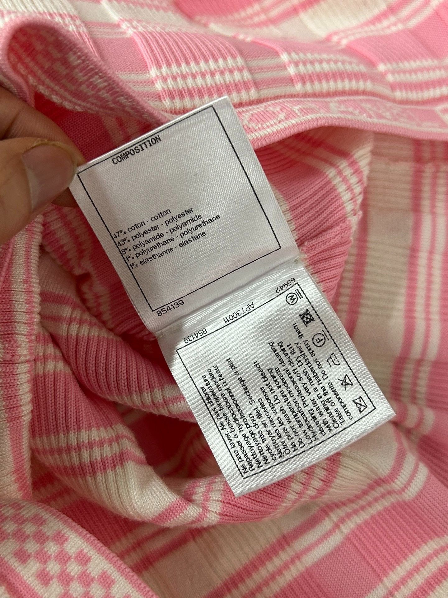 Chanel Chanel Pink White Stripe Ribbed Knit Top Size S / US 4 / IT 40 - 6 Thumbnail