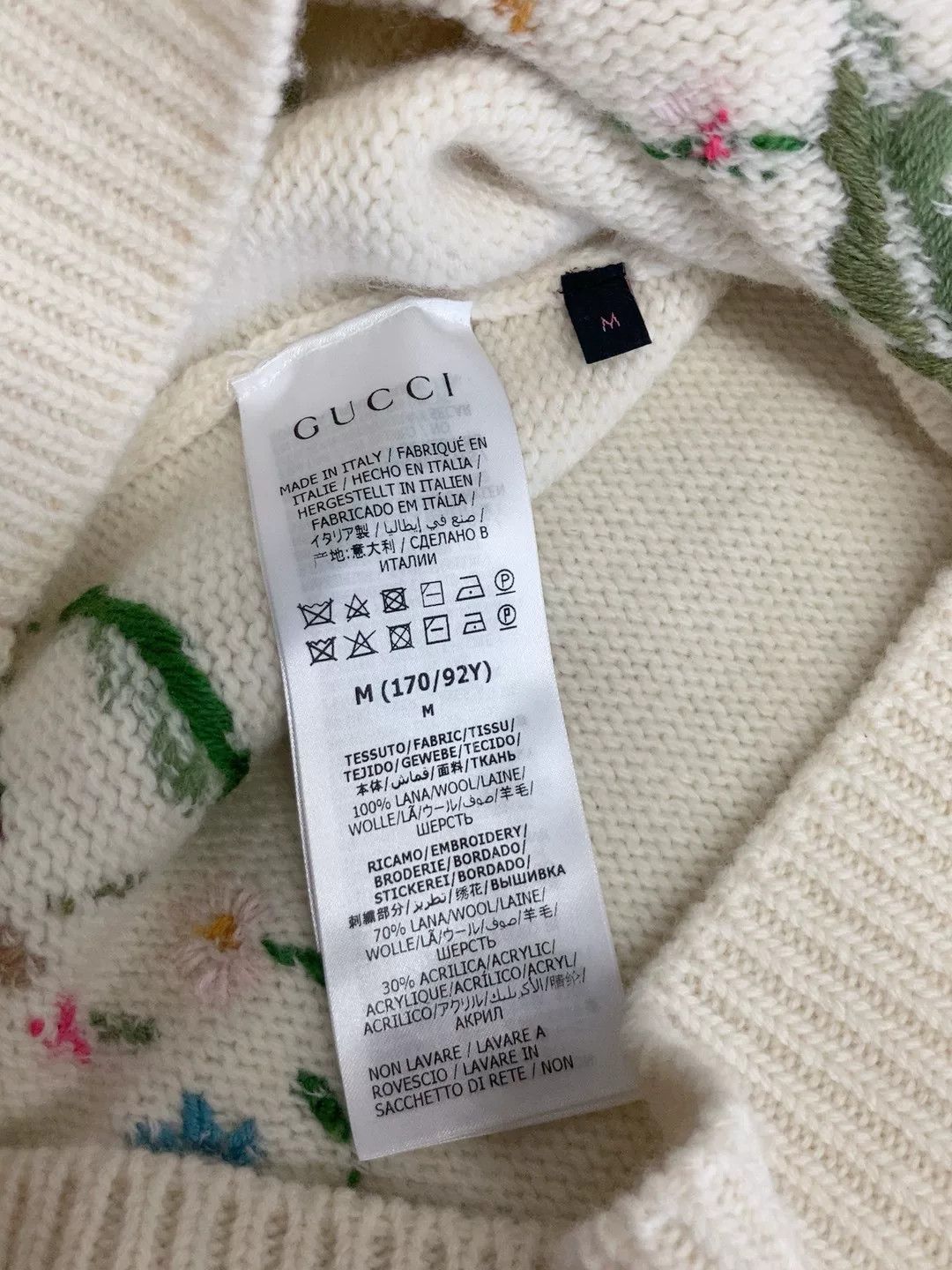 Gucci Gucci Beige Crewneck Embroidered Sweater Size M / US 6-8 / IT 42-44 - 5 Thumbnail