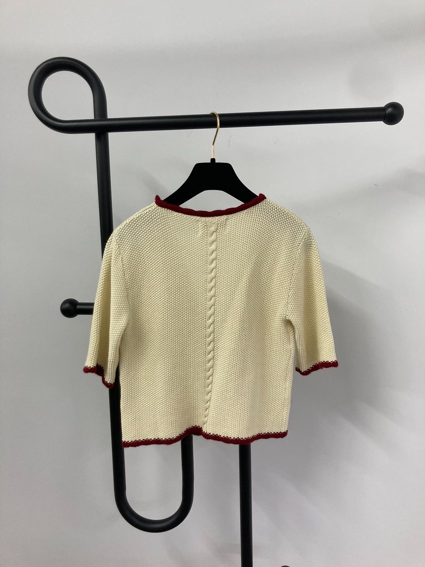 Rouje Rouje Beige Red Embroidered French Collar Top Size XS / US 0-2 / IT 36-38 - 2 Thumbnail
