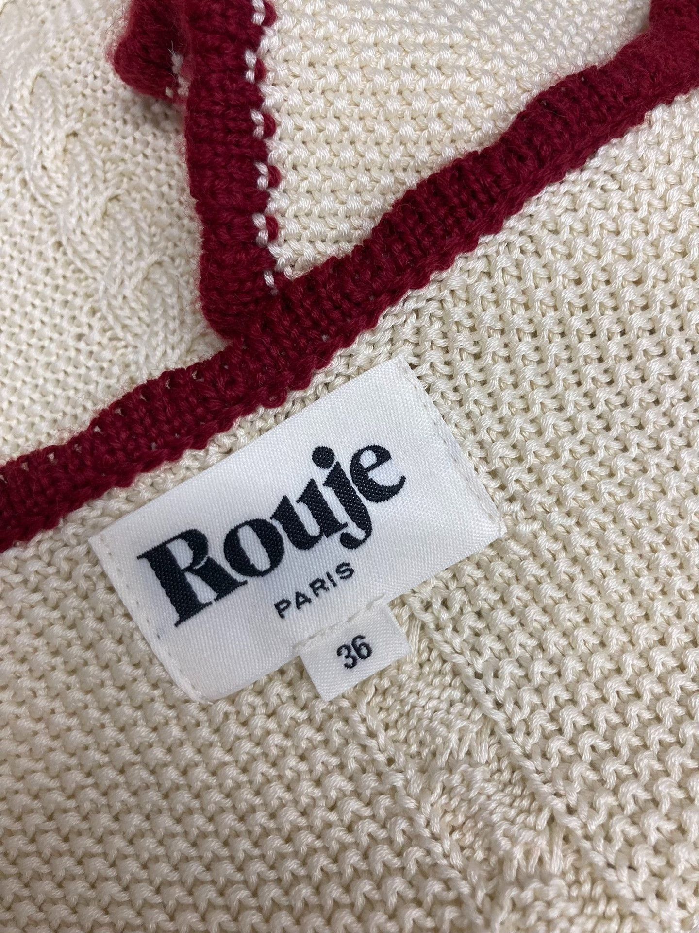 Rouje Rouje Beige Red Embroidered French Collar Top Size XS / US 0-2 / IT 36-38 - 4 Thumbnail