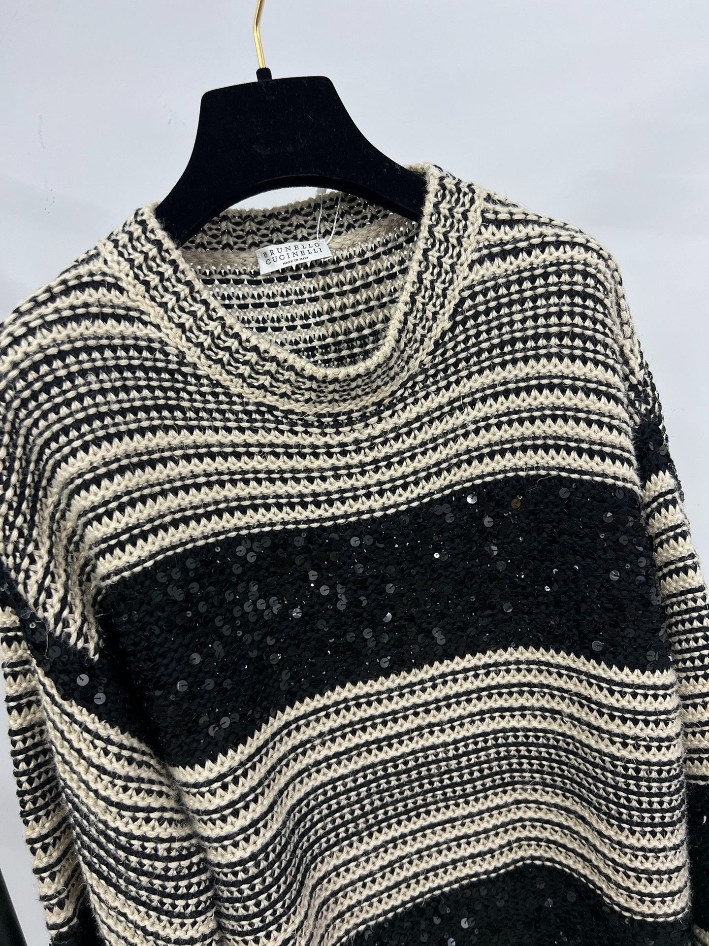 Brunello Cucinelli Brunello Cucinelli Black Beaded Knit Sweater Size M / US 6-8 / IT 42-44 - 2 Thumbnail
