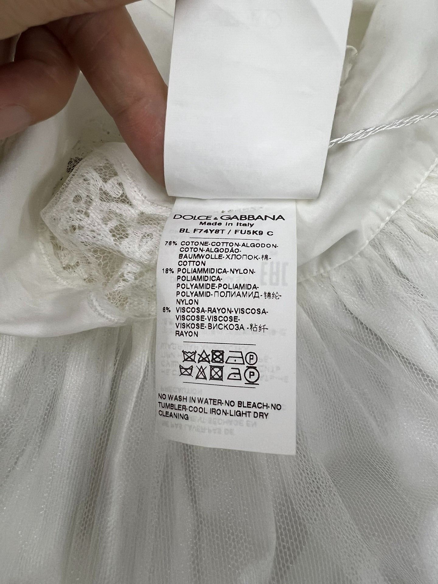 Dolce & Gabbana Dolce&Gabbana White Lace Court Shirt Size M / US 6-8 / IT 42-44 - 7 Thumbnail