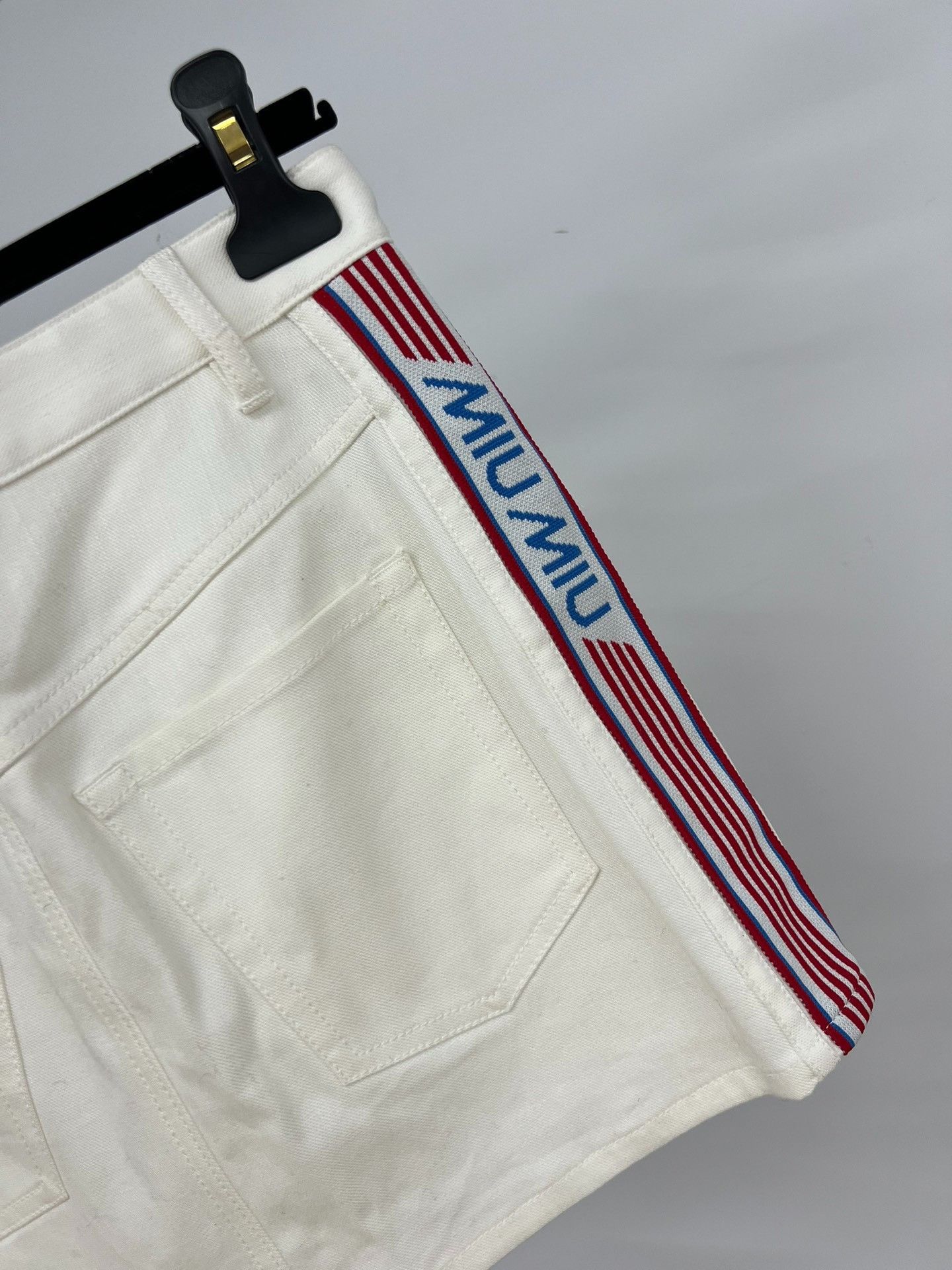 Miu Miu Miu Miu White Side Stripe Denim Skirt Size 38" / US 16 / IT 52 - 5 Thumbnail