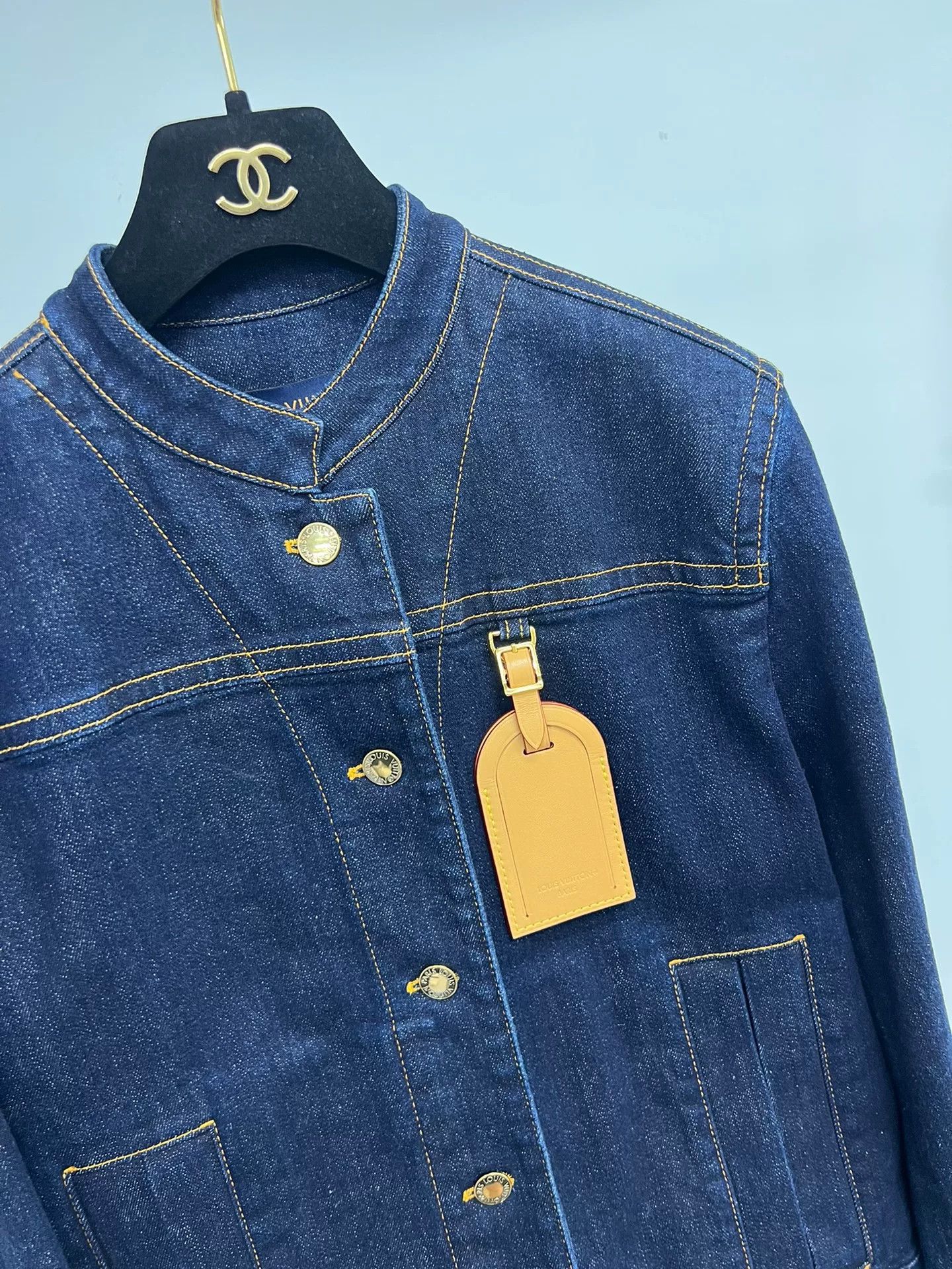 Louis Vuitton LV Patchwork Leather Tag Denim Jacket Size XXS / US 00 / IT 34 - 2 Thumbnail