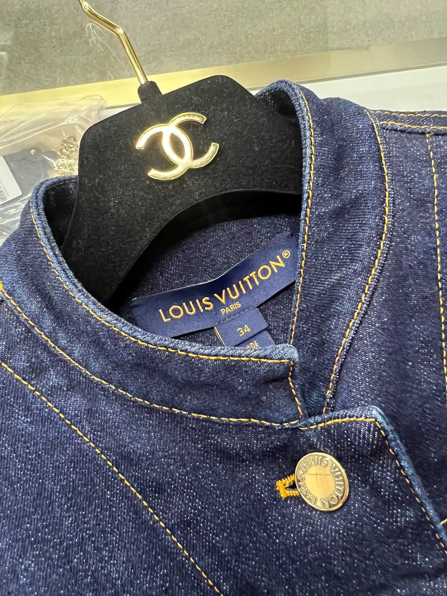 Louis Vuitton LV Patchwork Leather Tag Denim Jacket Size XXS / US 00 / IT 34 - 4 Thumbnail