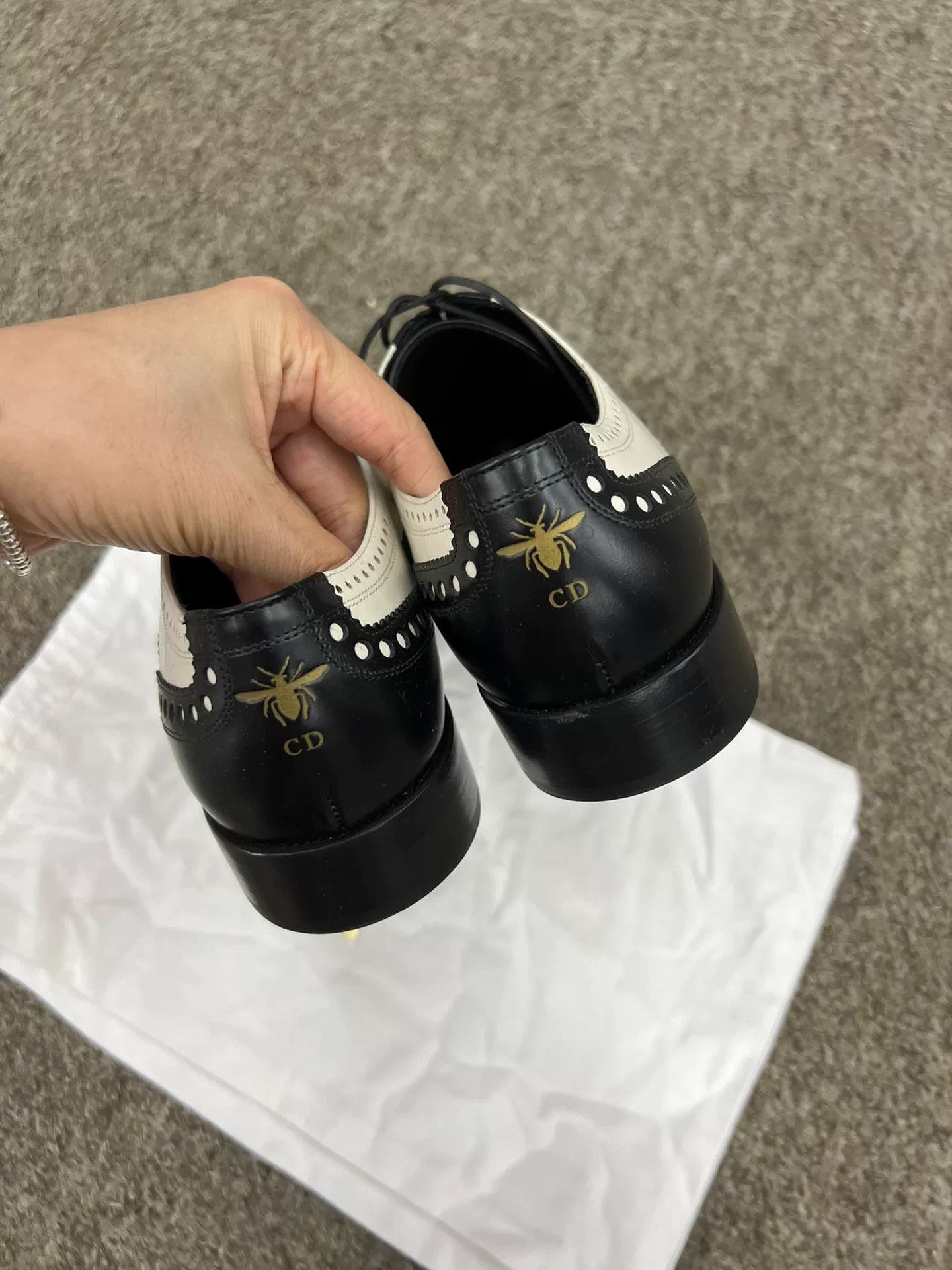 Dior Dior Black White Carved Leather Shoes Size US 6.5 / IT 36.5 - 4 Thumbnail