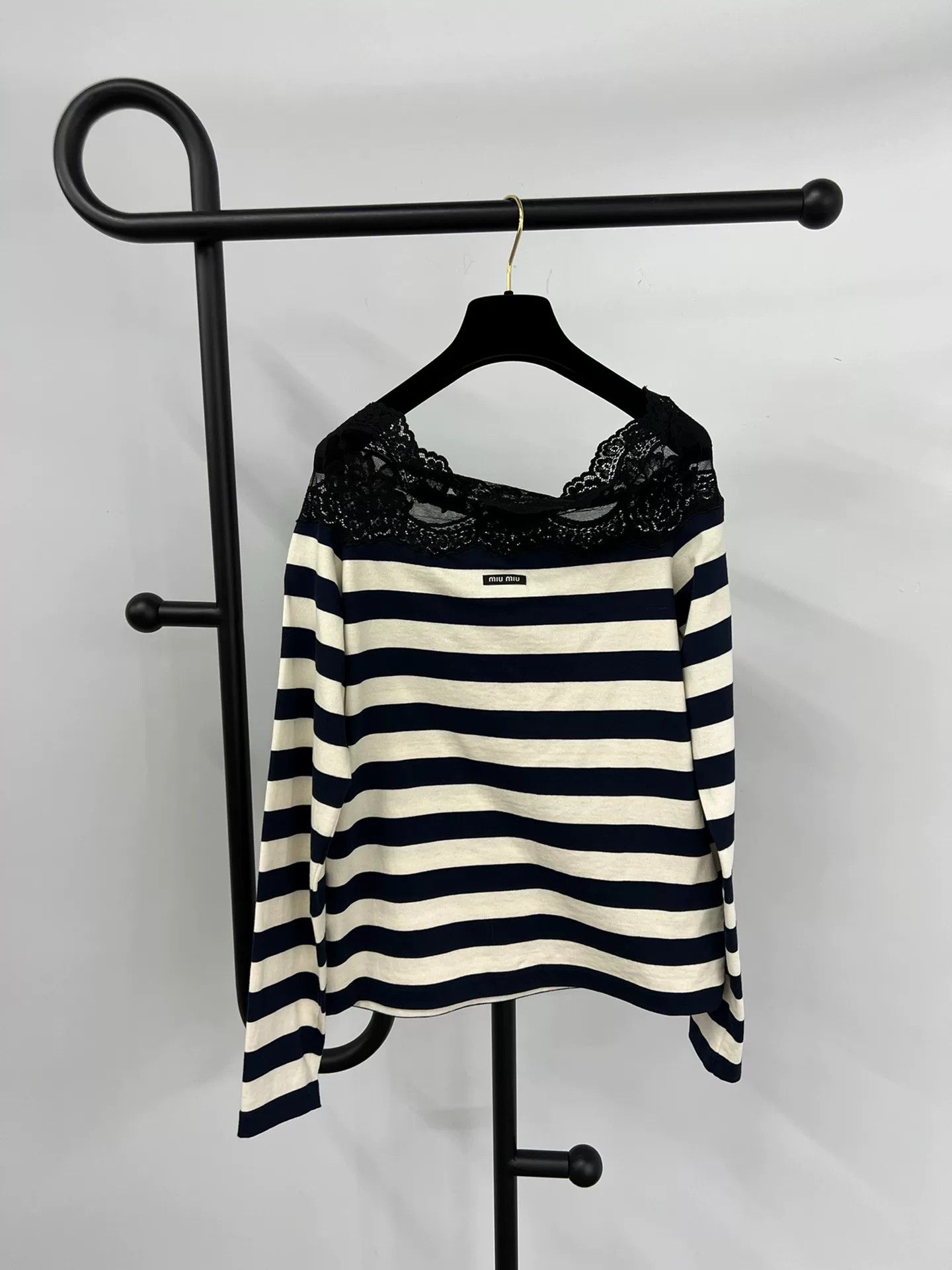 Miu Miu MiuMiu Lace Stripe One-shoulder Knit Top Size XS / US 0-2 / IT 36-38 - 3 Thumbnail