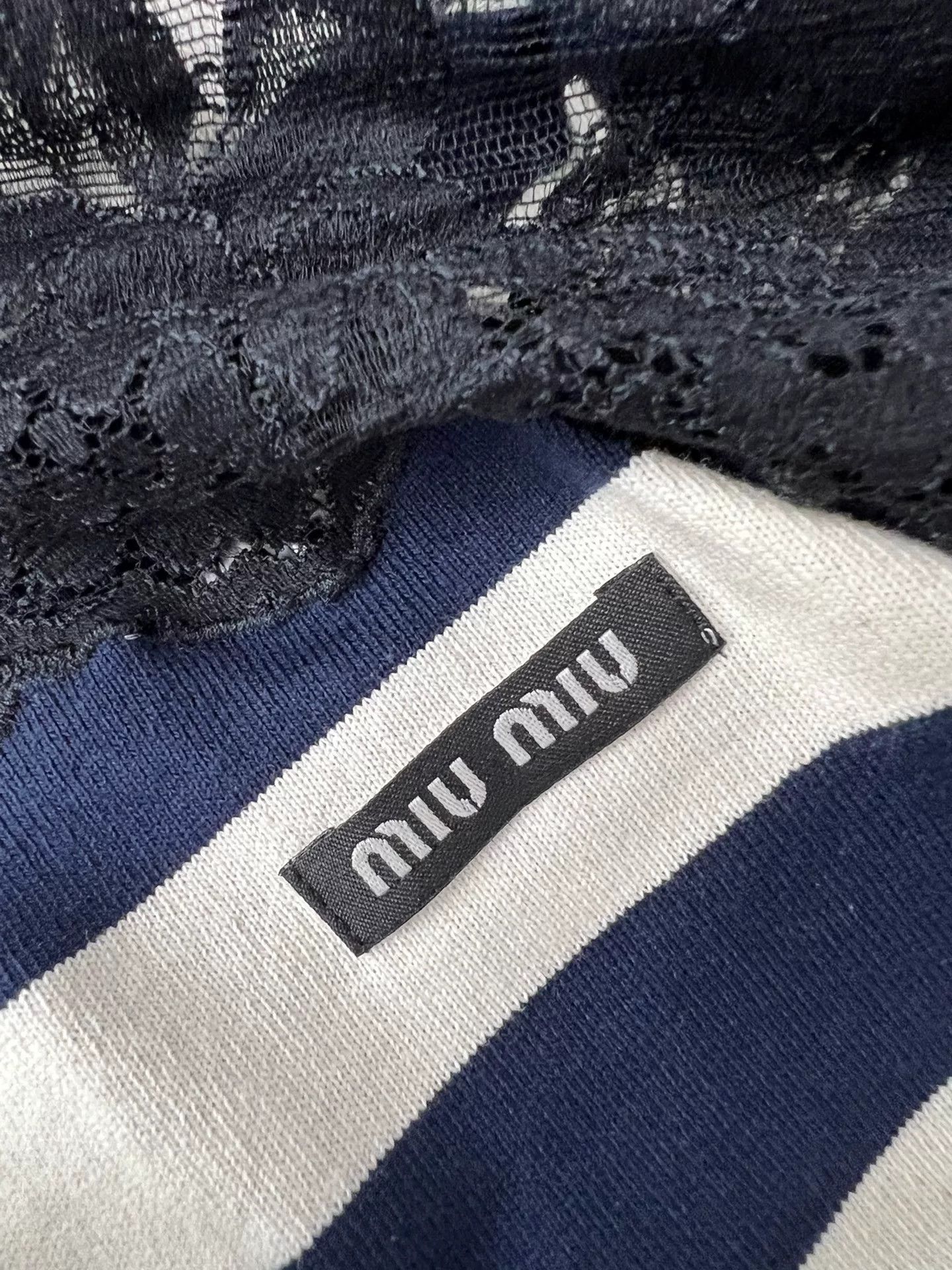 Miu Miu MiuMiu Lace Stripe One-shoulder Knit Top Size XS / US 0-2 / IT 36-38 - 4 Thumbnail