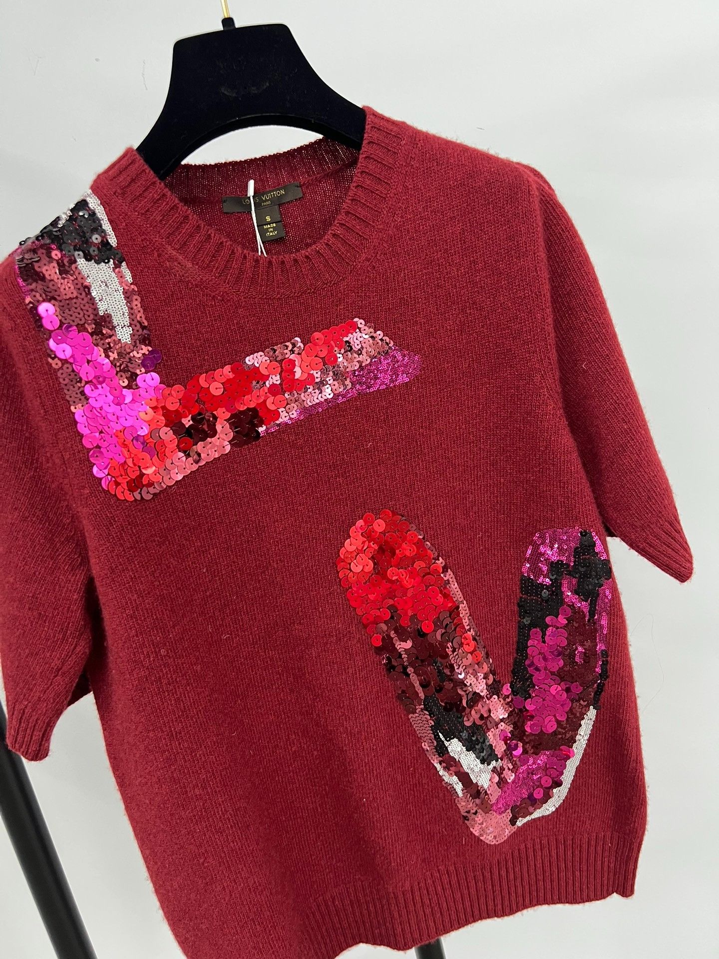 Louis Vuitton Louis Vuitton Red Sequin Letter Knit Sweater Size S / US 4 / IT 40 - 2 Thumbnail