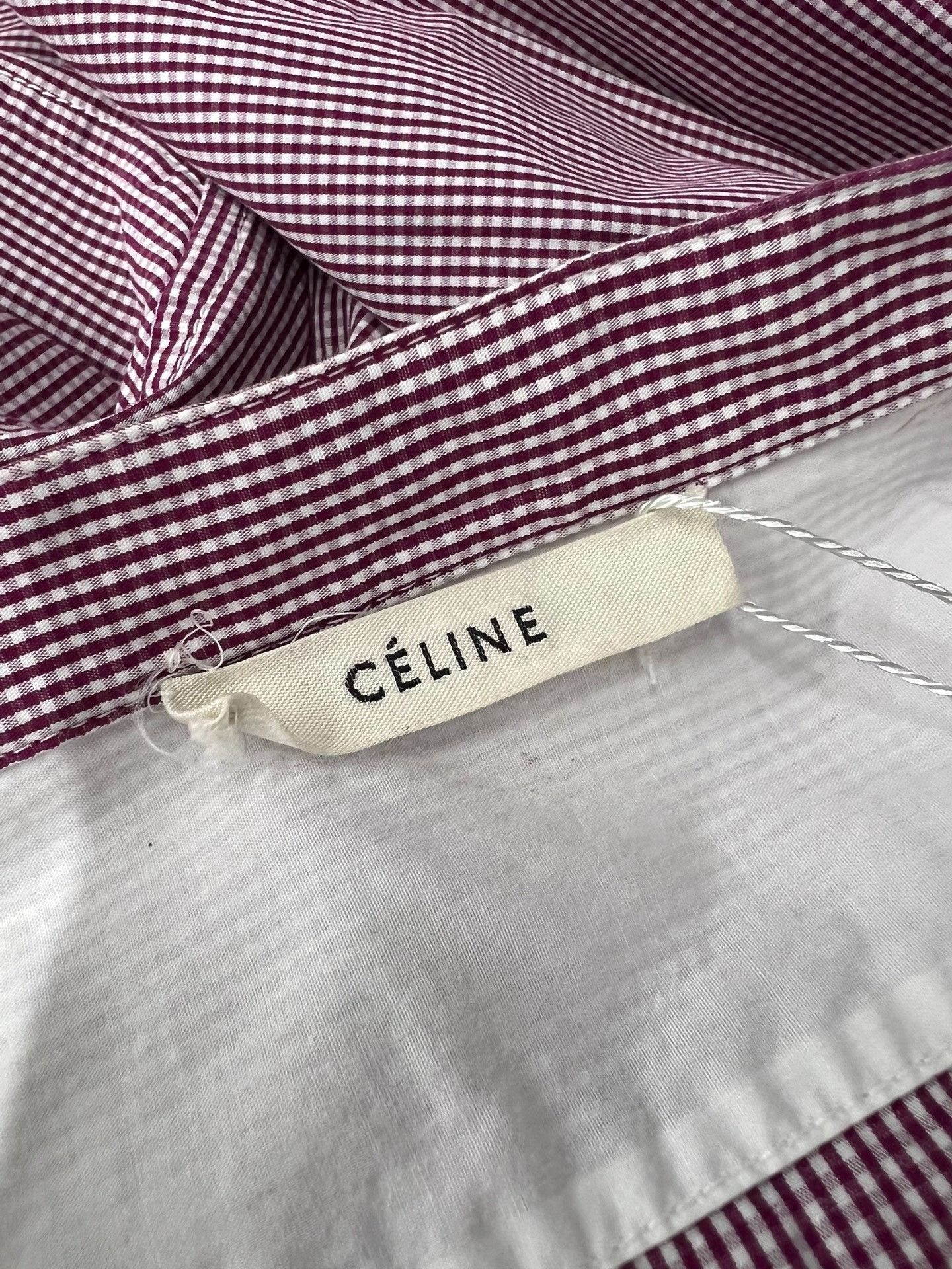 Celine Old Celine Red White Plaid Long Sleeve Shirt Size S / US 4 / IT 40 - 4 Thumbnail