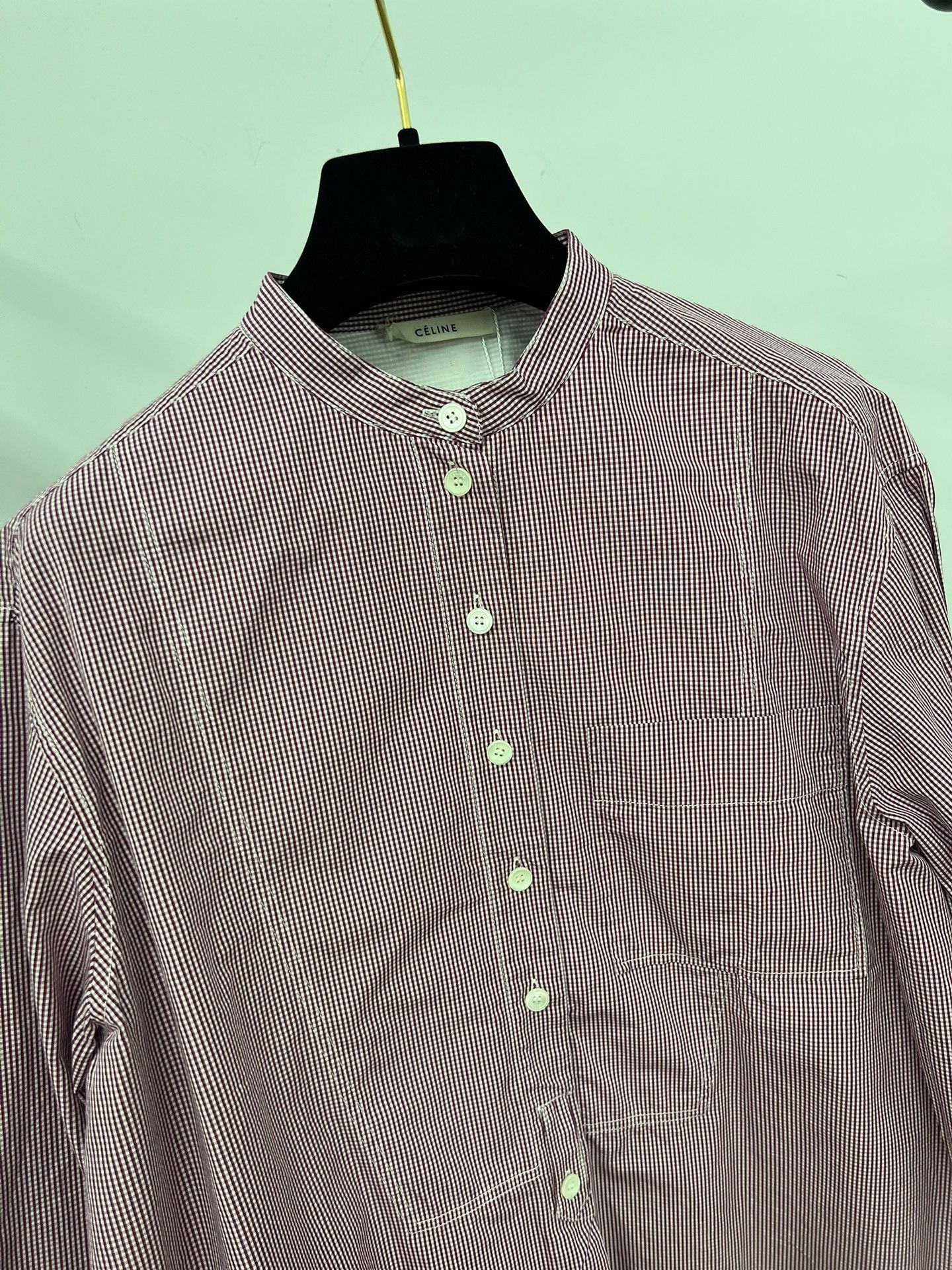 Celine Old Celine Red White Plaid Long Sleeve Shirt Size S / US 4 / IT 40 - 2 Thumbnail