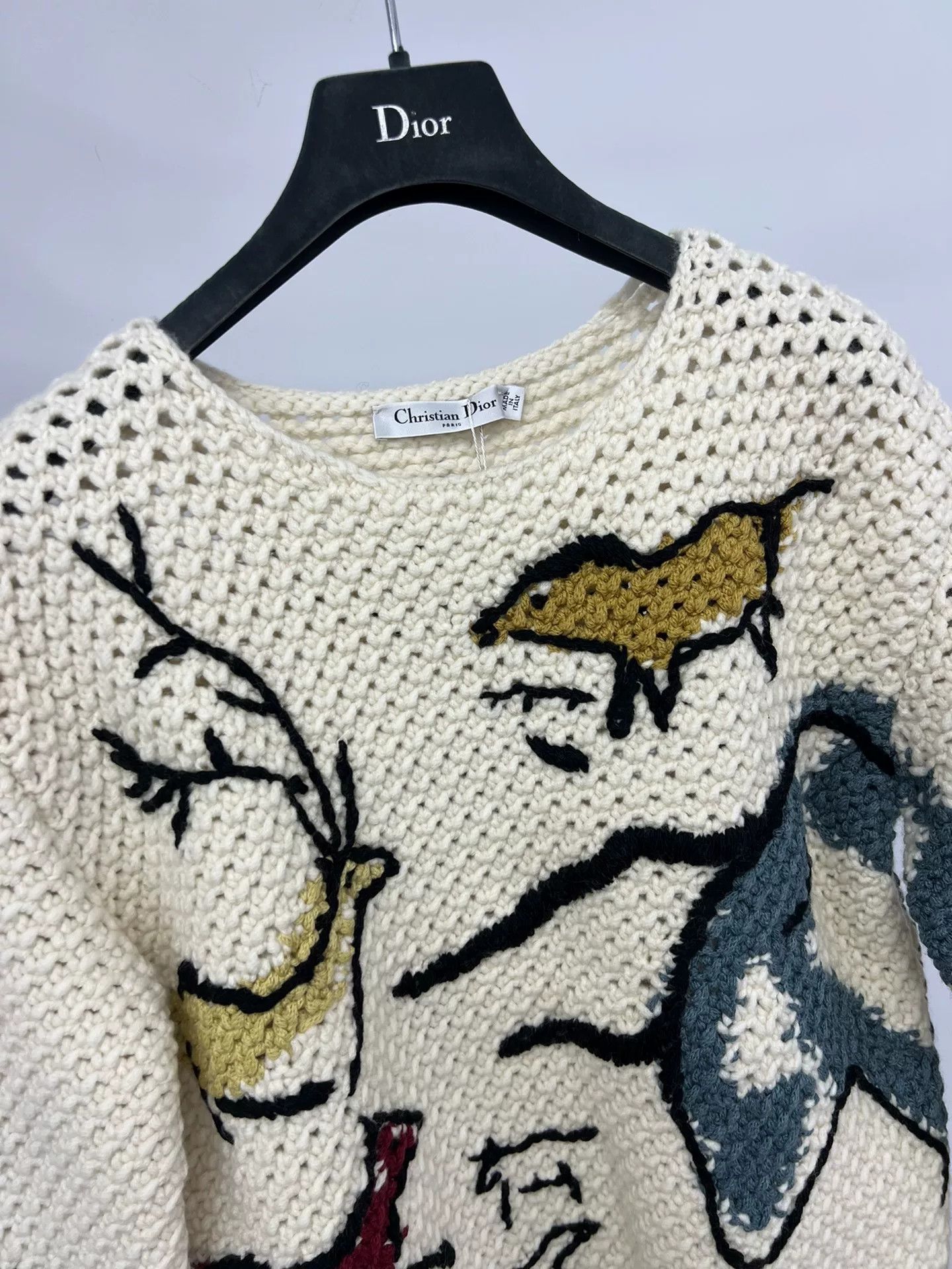 Dior Dior White Animal Pattern Knit Sweater Size XS / US 0-2 / IT 36-38 - 3 Thumbnail