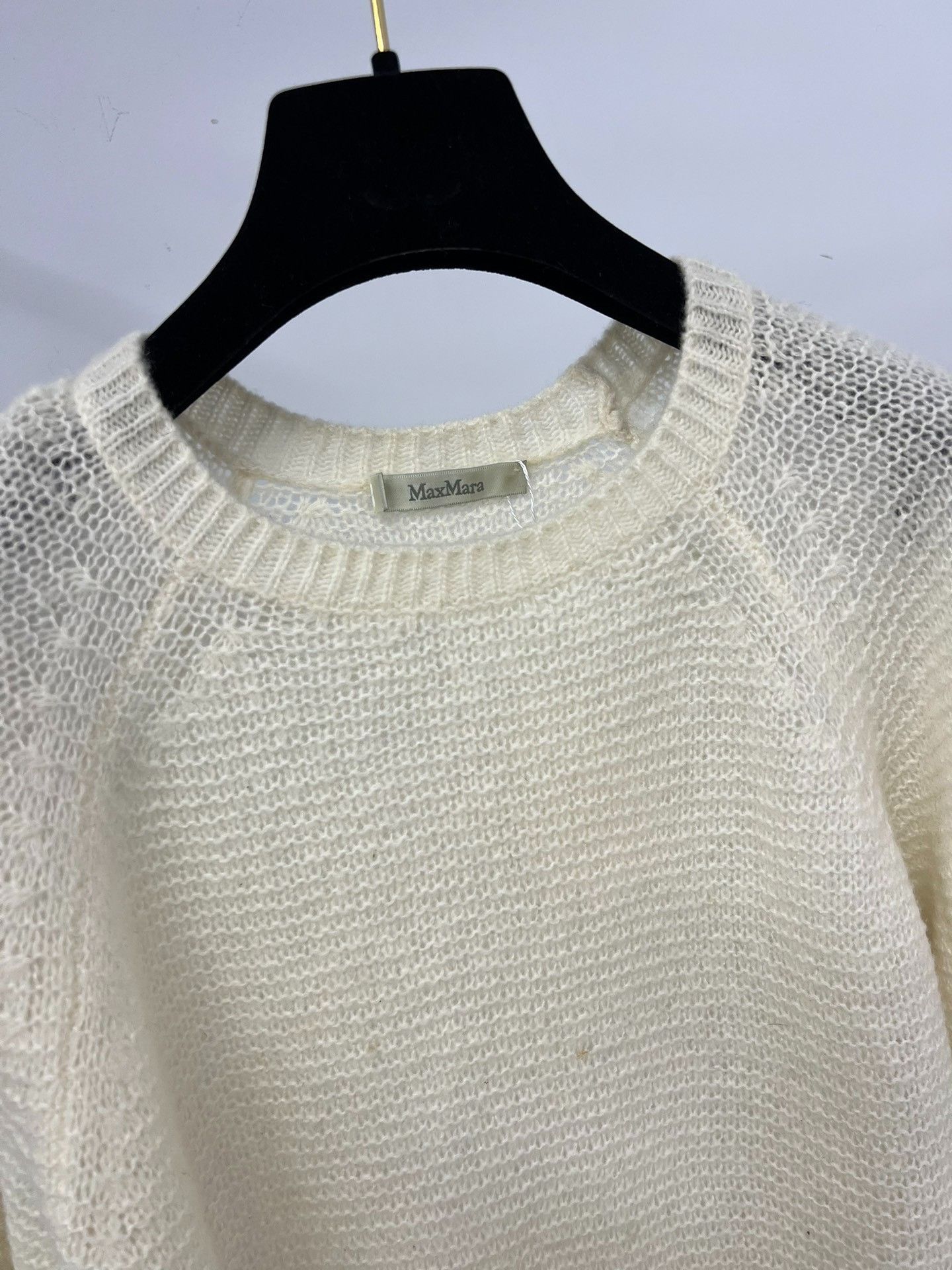Max Mara MaxMara Cashmere Silk Blend White Knit Sweater Size S / US 4 / IT 40 - 2 Thumbnail