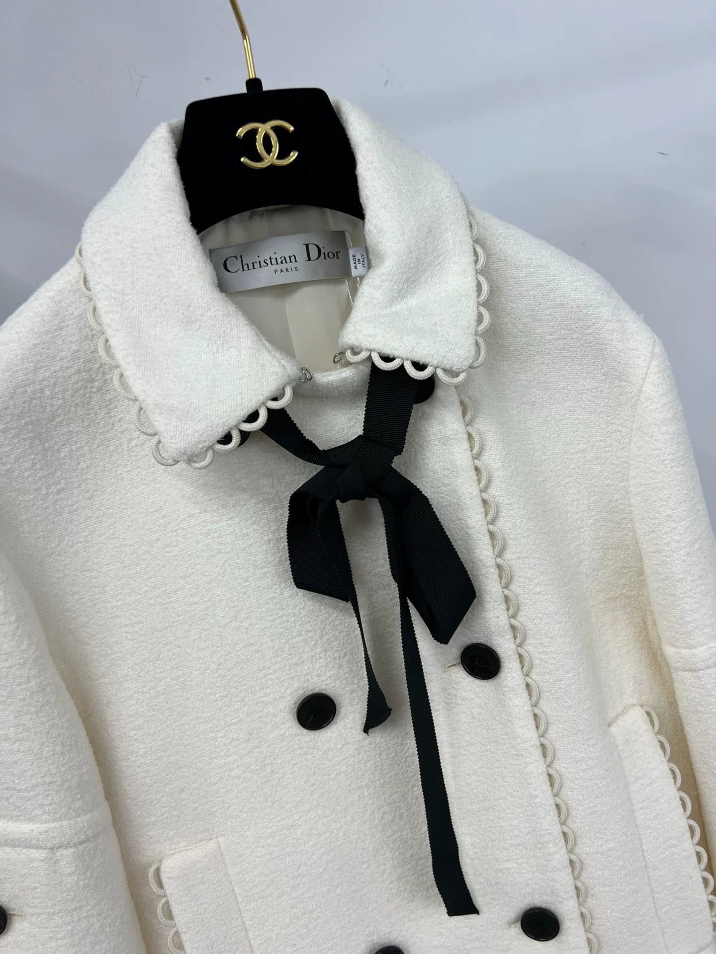 Dior Dior White Bow Double-Breasted Coat Size S / US 4 / IT 40 - 3 Thumbnail