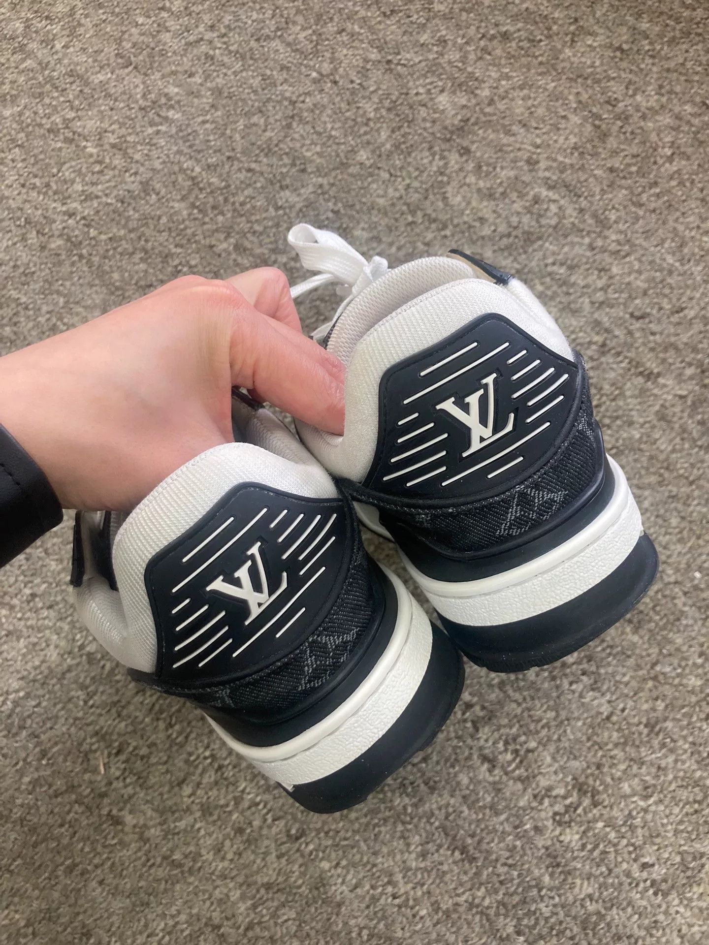 Louis Vuitton LVTrainer Black White Denim Sneakers Size US 4.5 / IT 34.5 - 4 Thumbnail